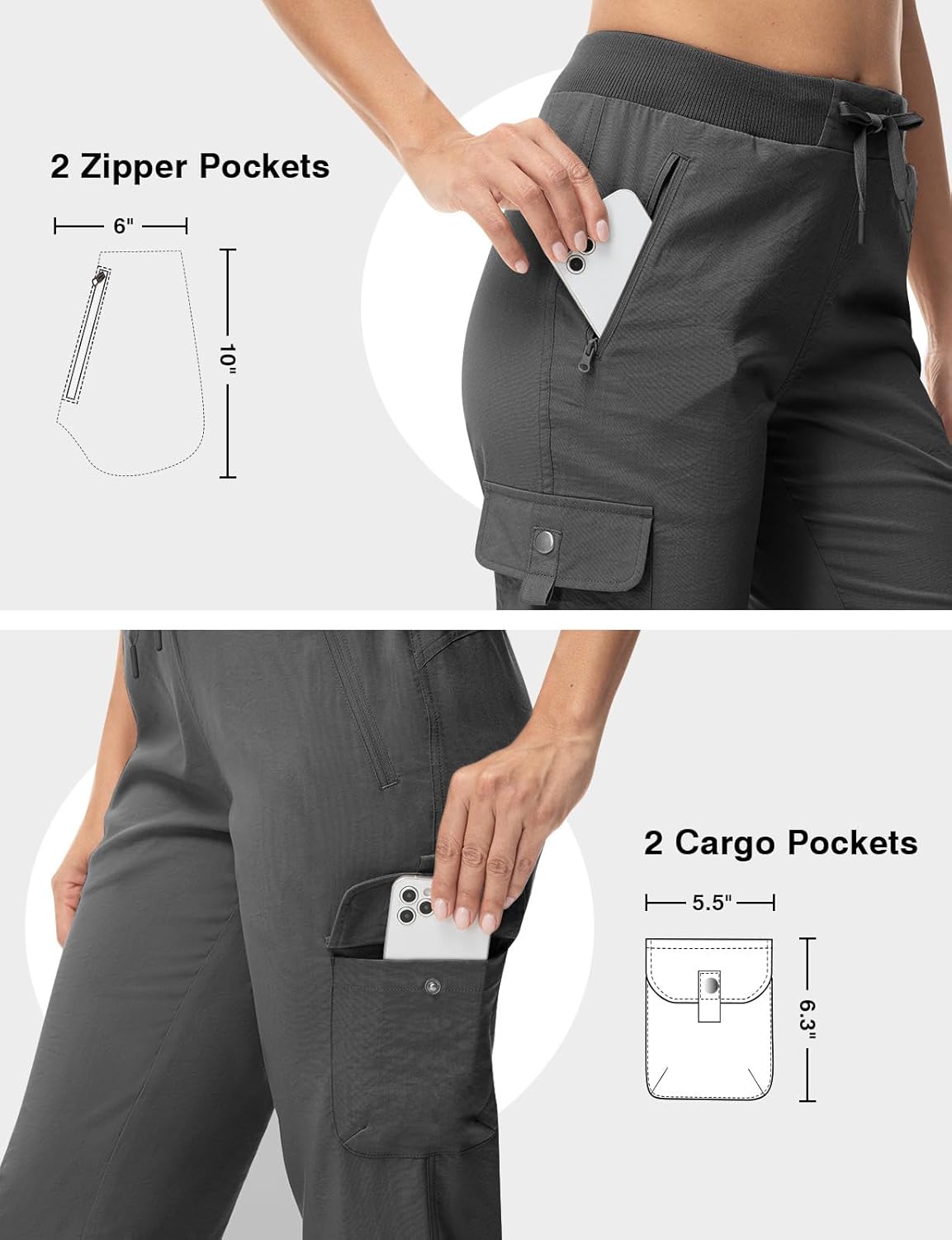 TBMPOY Women's Capri Pants Lightweight Quick Dry Hiking Cargo Pockets Casual Water Resistant Travel Cropped Cotton - Image 3