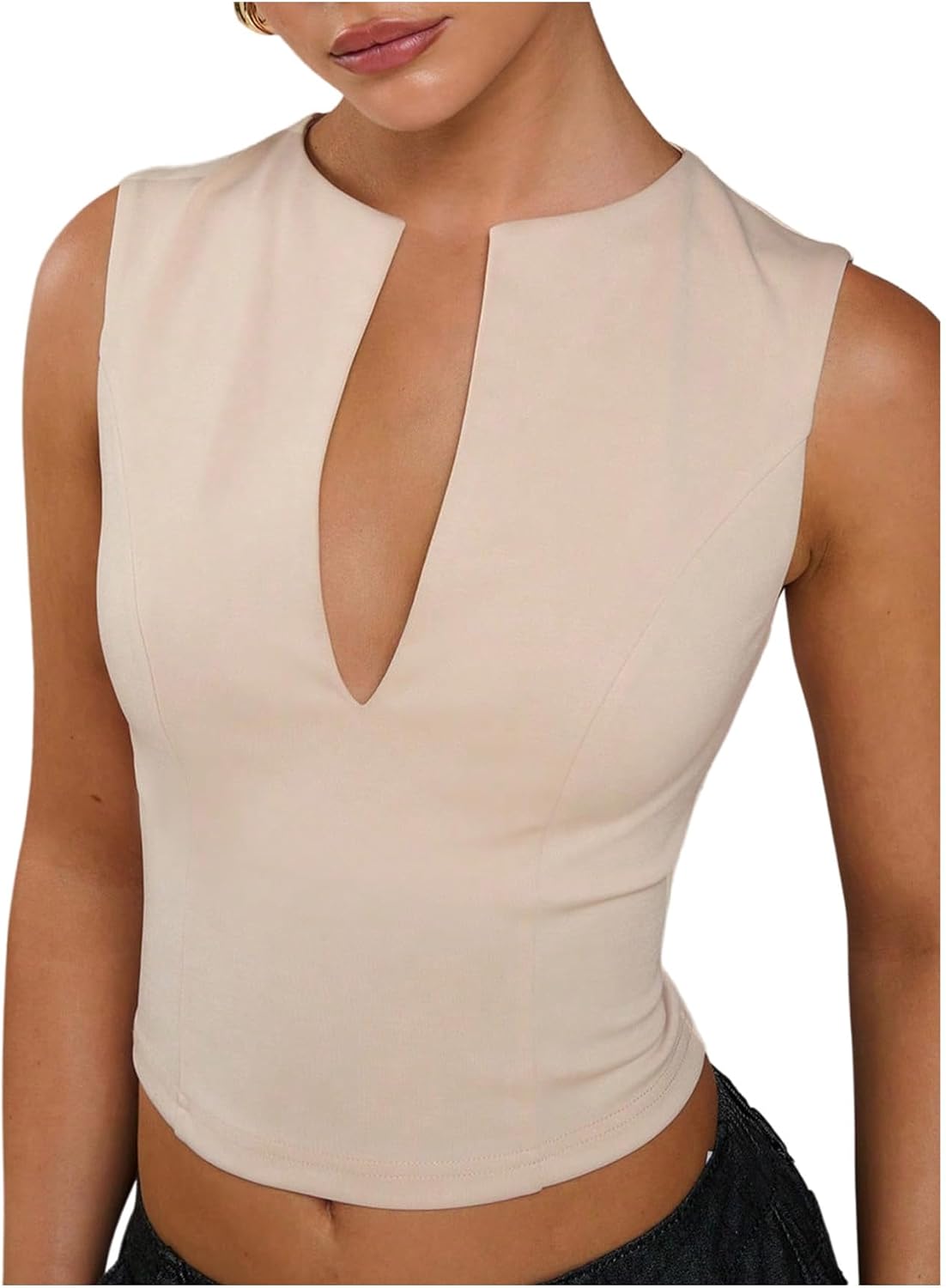 Floerns Women's Sleeveless Tank Top Notched V Neck Slim Fit Dressy Casual Camisole