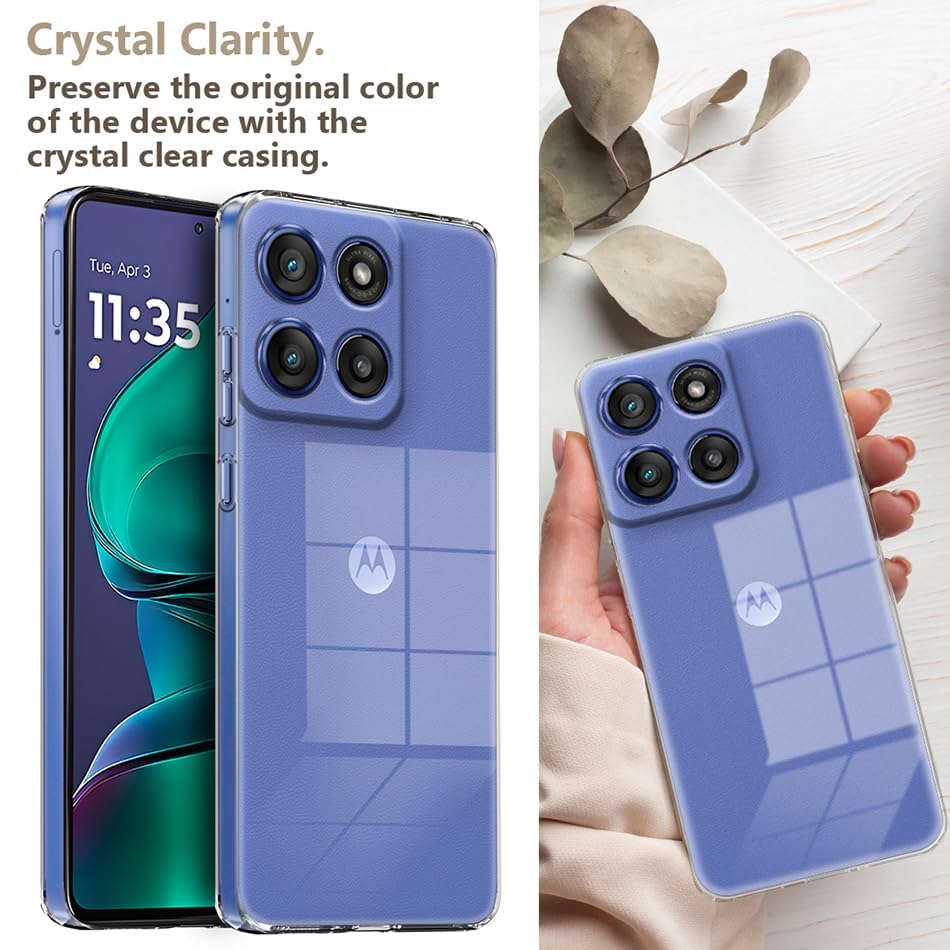Image of JGD PRODUCTS for Moto Edge 60 Stylus 5G Premium Transparent Hybrid Soft Slim Dust Proof Back Case Cover with Camera Protection