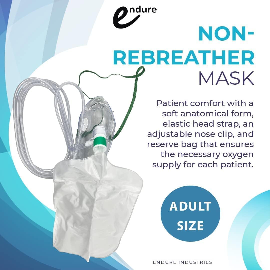 Endure Elongated Non-Rebreathing Oxygen Mask, Rebreather Oxygen Mask (Adult) (5)