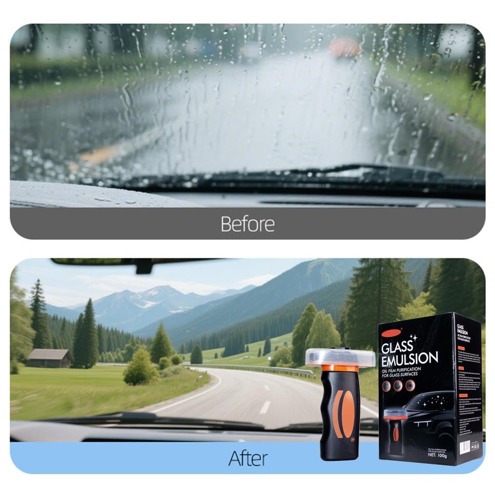 Qi-for Glass Guard Cleaner, Qi-for Car Oil Film Cleaner, Car Window Cleaner with Handle Applicator, Glass Emulsion Cleanerfor Cars Windshield, Glasses Cleaning Board and Oil Film Removal Lotion — view 3