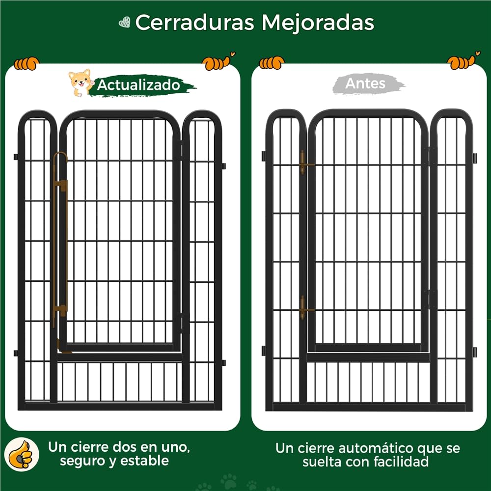 Yaheetech Parque para Perros 68 x 100 cm 8 Vallas para Perros pequeños, Conejos, Patos, roedores, jaulas para Perros Vallas Metálicas Vallas Exteriores para Perros con Bolsas de Almacenamiento