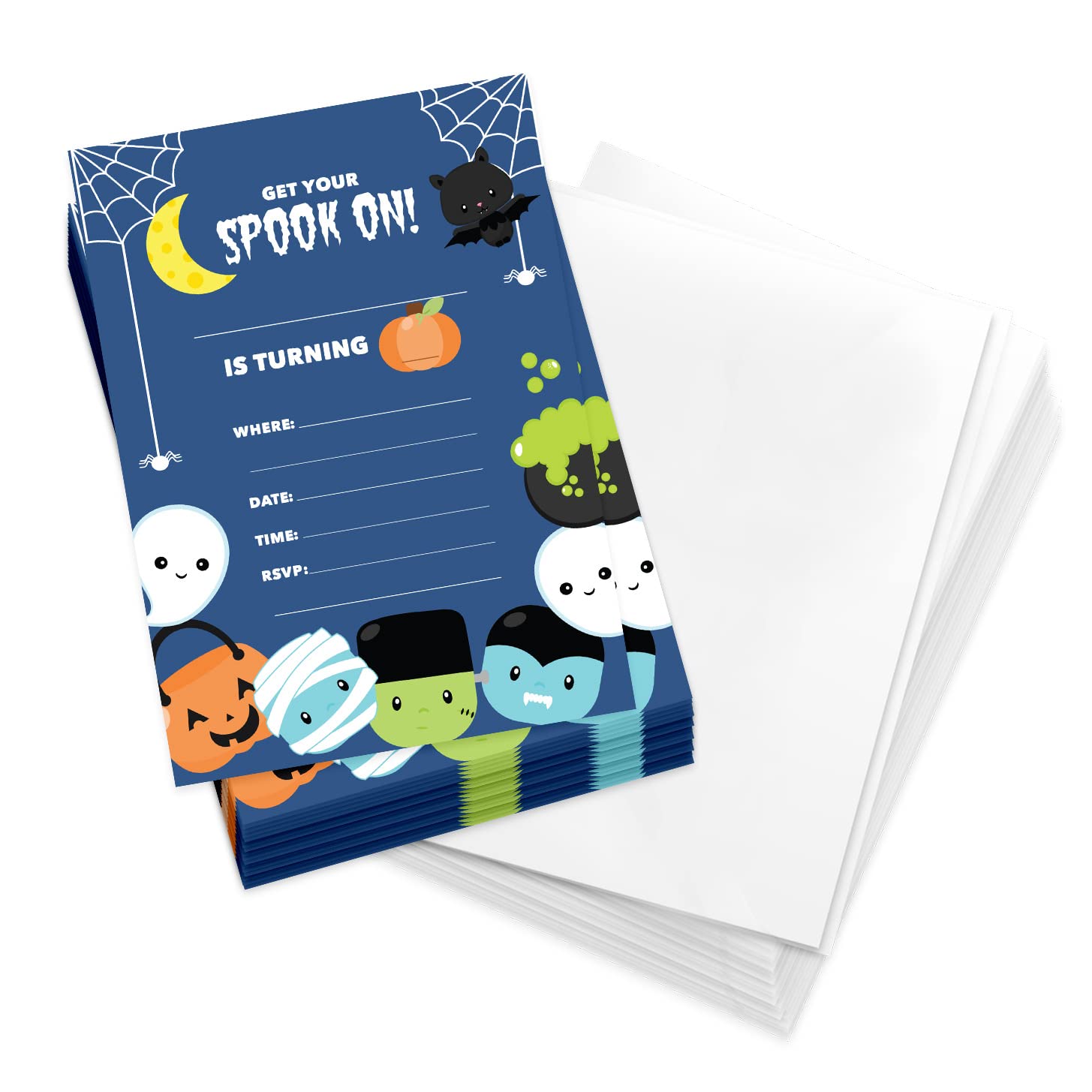Desert Cactus Halloween Happy Birthday Invitations Boys Style 2 Invite Cards (25 Count) With Envelopes Girls Boys Kids Party (25ct)