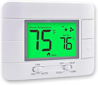 Garystat Non-Programmable Heat Pump Thermostat for House 2 Heat/1 Cool, with Temperature & Humidity Monitor and Large Gree...