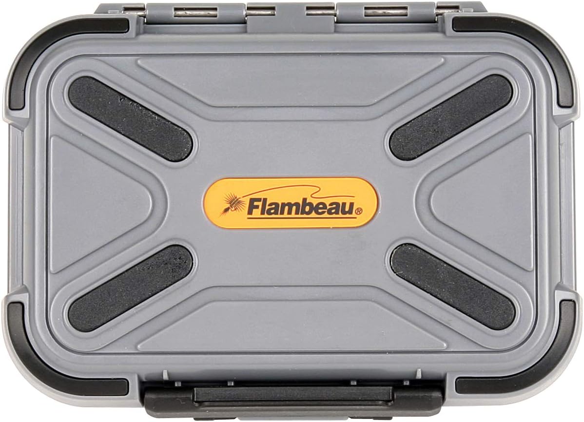 Flambeau Outdoors 2926CR Blue Ribbon Waterproof Fly Box, Medium 8 Compartment Fly Fishing Organizer with Foam, Gray/Black