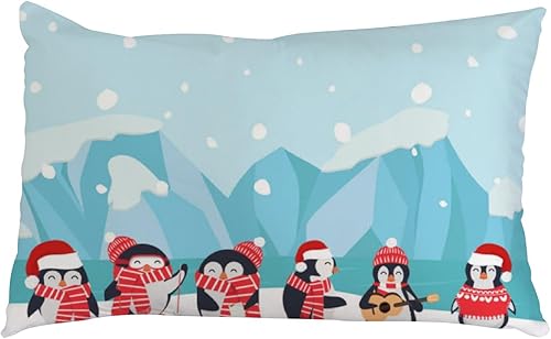 Soft Pillowcases King Size 20" x 36", North Pole Arctic Penguin Decorative Bed Pillow Sham Rectangle Cushion Cover for Sofa Couch Zipper Closure