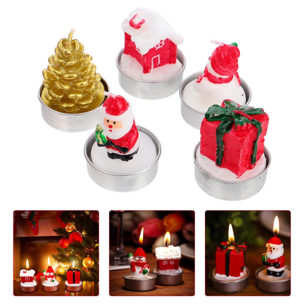 BESPORTBLE 45 Piezas Velas de Piña Navideñas Decorativas de Parafina para