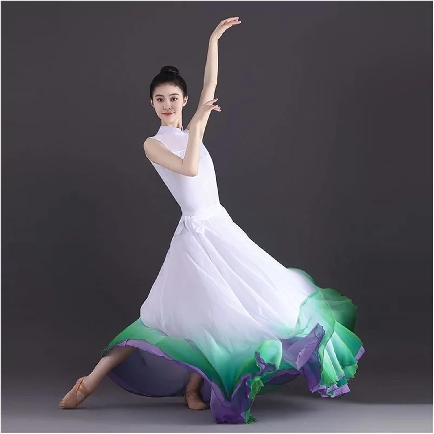 720 Degree Dance Performer Gradient Lace-up Fairy Skirts Women Cosplay Stage Performance Classical Dance Practice Skirt