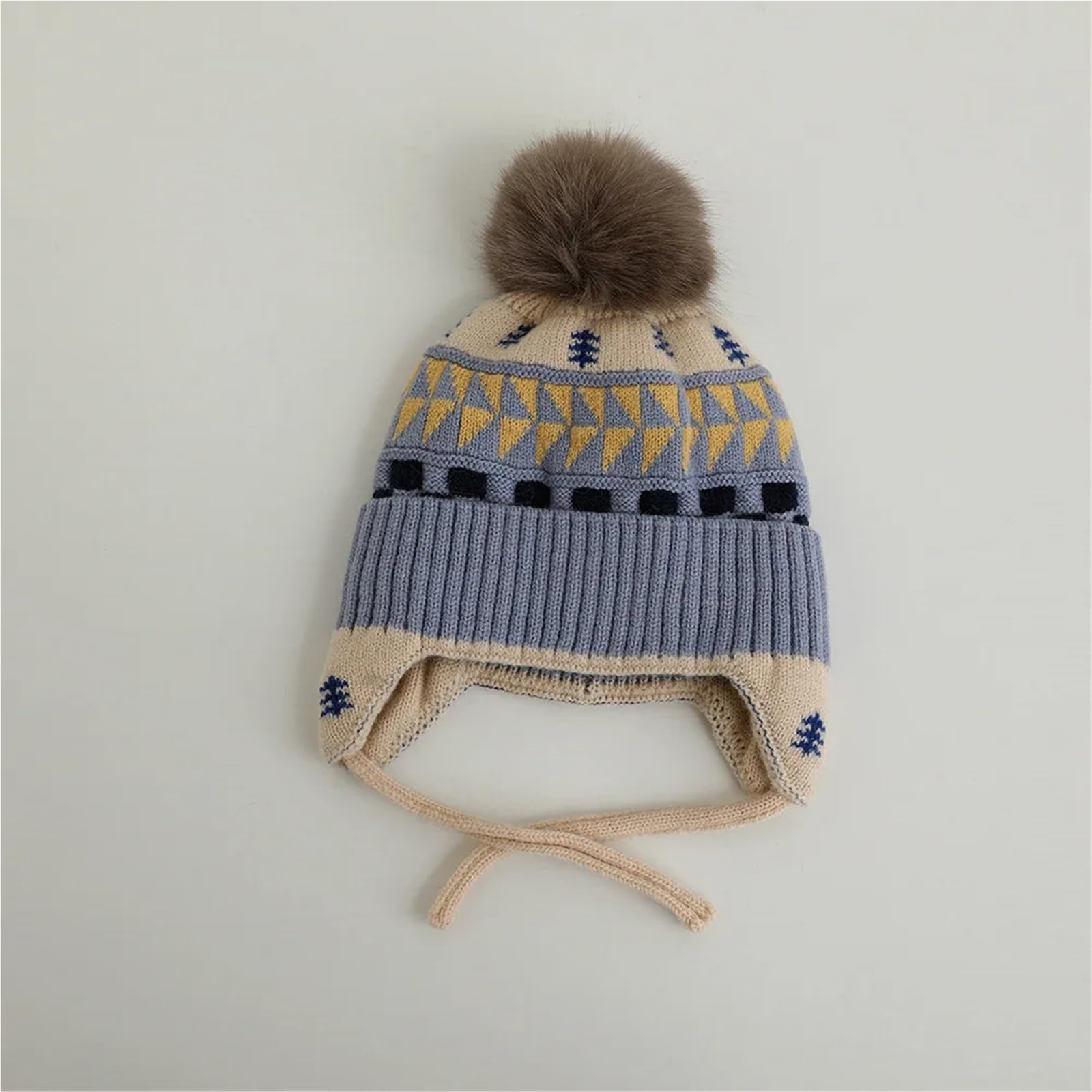 Cute Kids Knit Hat Autumn Winter Warm Kids Ear Protection Caps for Girls Boys Beanie Cap Soft Kids Bonnet Caps(E)