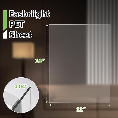 Miniatura 9 de EasBriight Paquete de 10 láminas de plástico flexible transparente de 16 x 20 x 0.04 pulgadas, para pintura, manualidades, letreros, marcos de