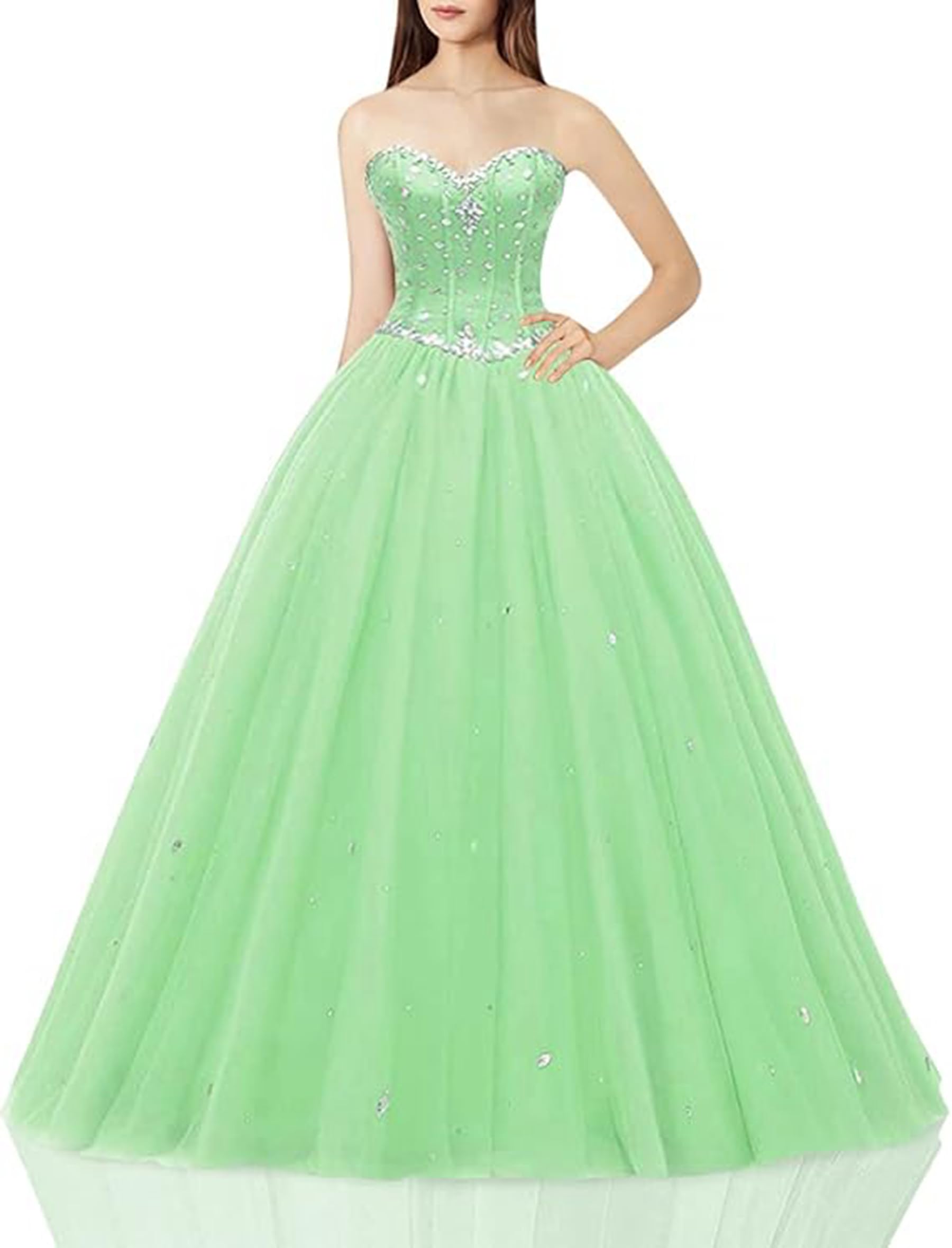 Likedpage Women's Sweetheart Ball Gown Tulle Quinceanera Dresses Prom Dress