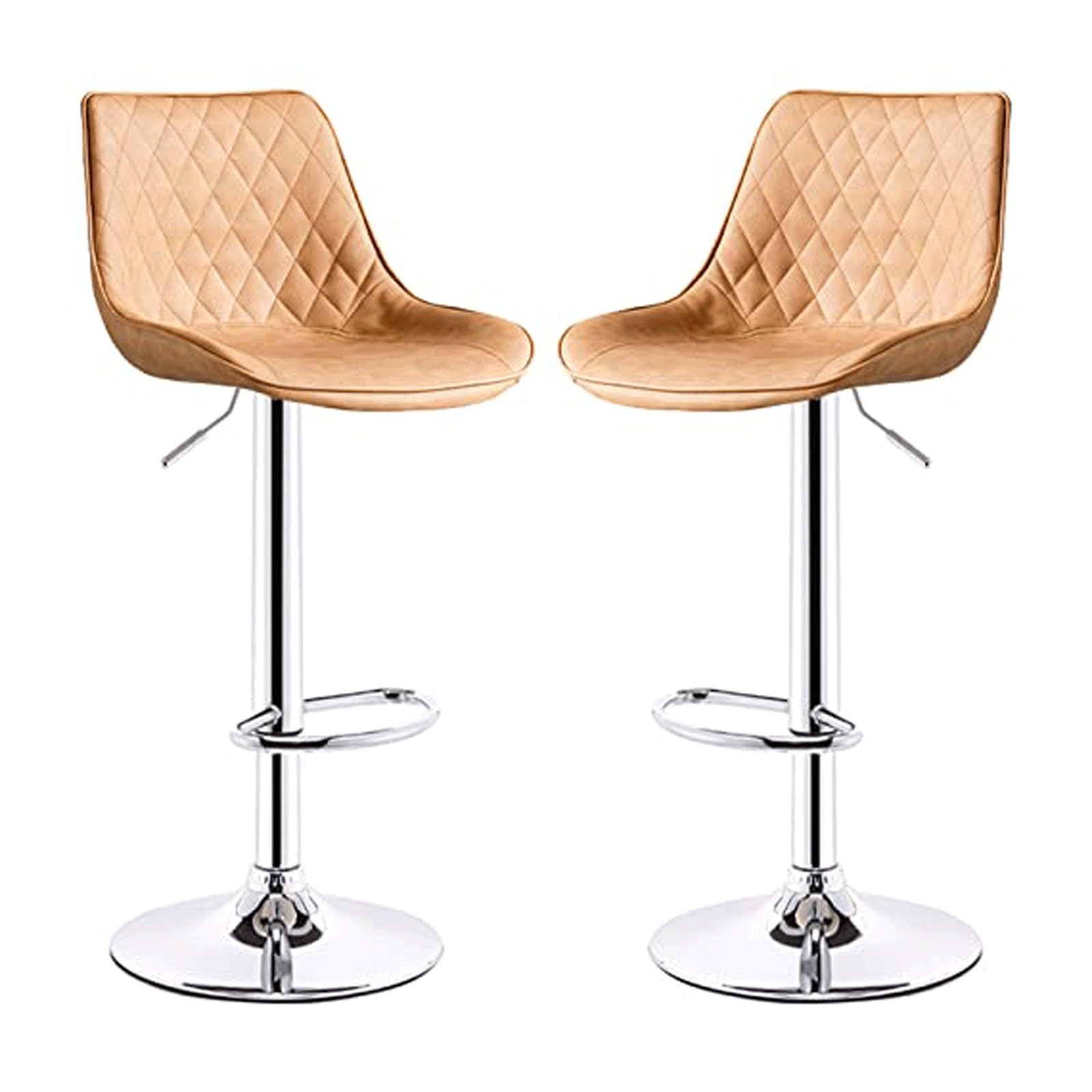 HNYJVZEVG Set of 2 Bar Stools, PU seat cushion Swivel Bar Chairs with Footrest, Height Adjustable Counter High stools Kitchen Island Chairs(Brown)