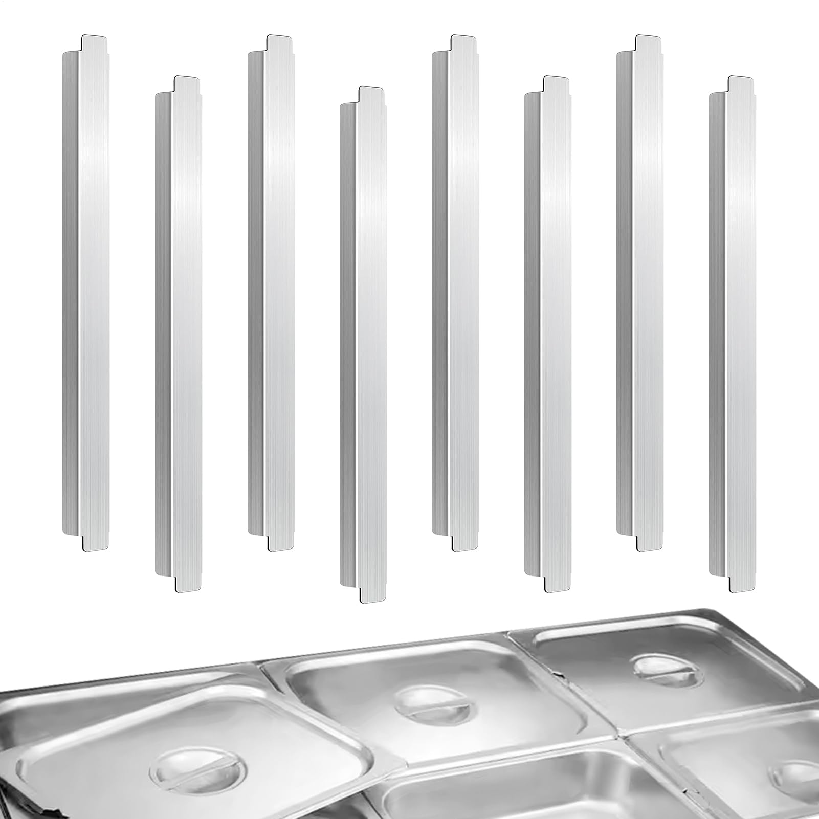 Genérico Divisores de Mesa de Vapor | 8 Piezas Divisor de Acero Inoxidable para Bandejas de Hotel Enfriador,Accesorios para Servicio de Alimentos en Buffet Bodas Escuelas Hospitales Banquetes
