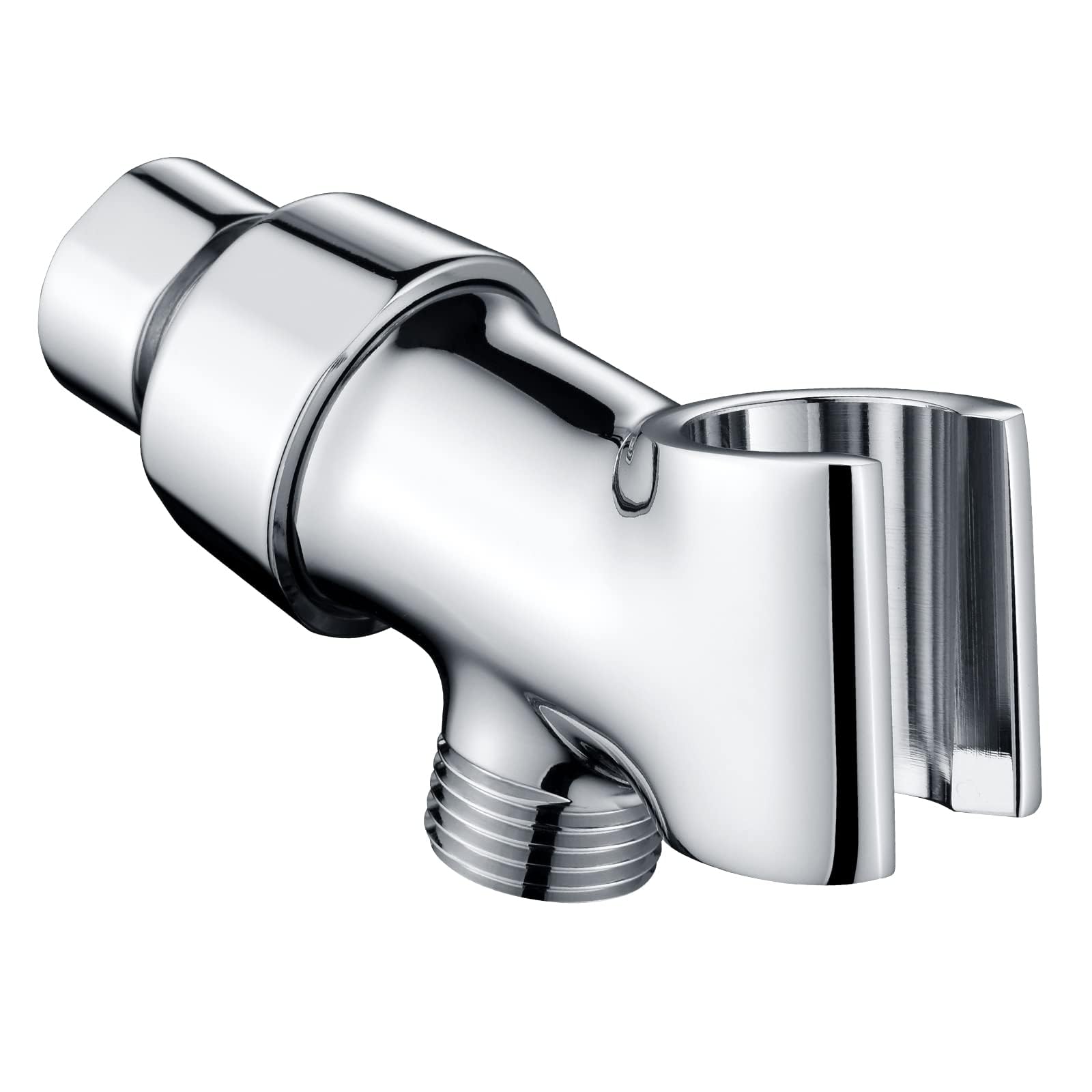 BRIGHT SHOWRS - Soporte de brazo de ducha de metal para cabezal de ducha de mano, soporte de cabezal de ducha ajustable con soporte de gancho de pared universal, cromado