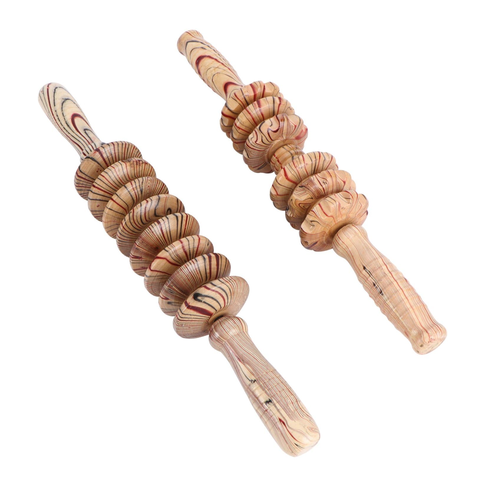 2 Stück Holz Massageroller Bauchmassagegerät mit Rollenmassagefunktion zur Muskelentspannung und Gezielter Bauchmassage für Fitness und Alltag