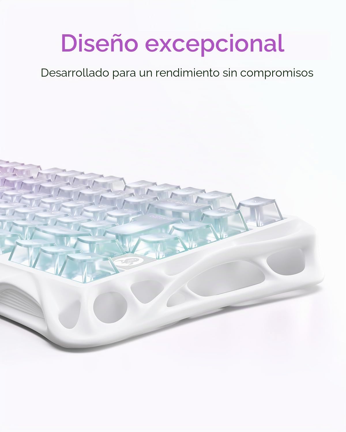 GravaStar Mercury K1 Lite Teclado mecánico gaming QWERTY Crystal Aurora | 75% Wireless Gaming Keyboard con Tri-Mode (2.4G/BT/USB-C), Hot Swap, inalámbrico, Gasket, RGB iluminación, teclados mecánicos