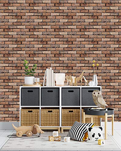 Image of DWELLSINDIA 3D Brick Wall Self Adhesive Wallpaper Waterproof, Scratch Resistant, Laminated 41cm x 244cm
