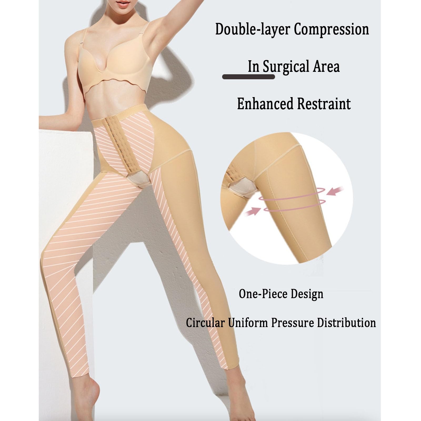 Leggings de Compresión Lipo para Después de la Cirugía para Mujeres Faja Moldeadora con Cintura Ajustable Pantalones Moldeadores con Abertura en la Entrepierna y Elevador de Glúteos