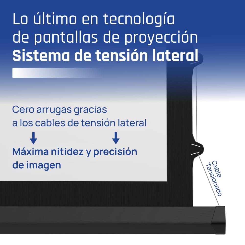 iggual Pantalla Proyección 92" Pulgadas Eléctrica Enrollable Tensionada -Panorámica 16:9 -Control de Pared y Mando Remoto Infrarrojo -Compatible hasta 8k y Cualquier Proyector(203x114 cm)