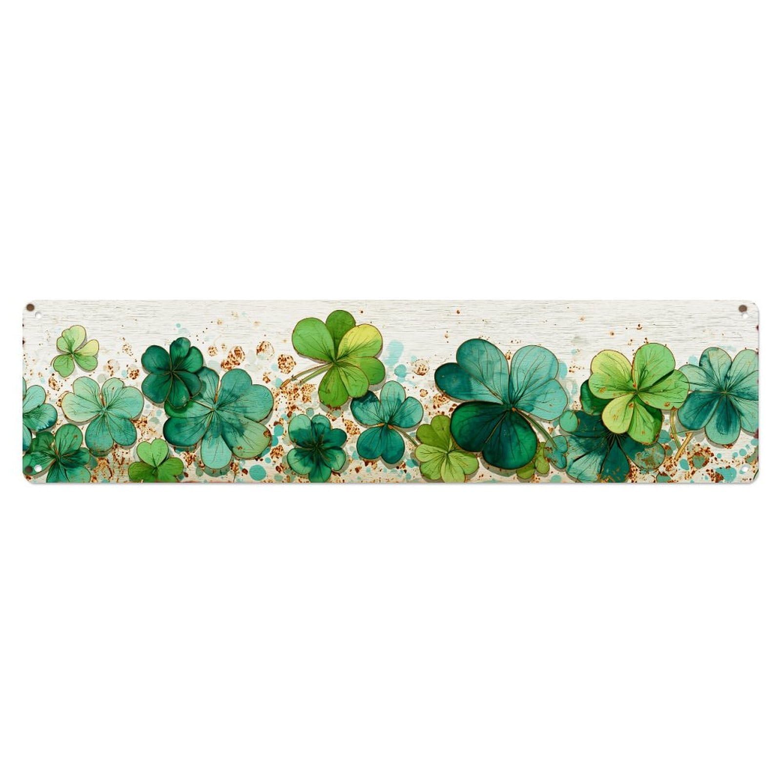 Green Clover Leaf Pattern Metal Tin Sign Plaque