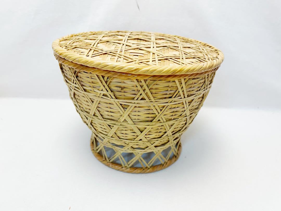 Amazon.co.jp: 懐石道具 竹元作 竹編籠飯器 朝茶事 竹飯器 夏用 銀