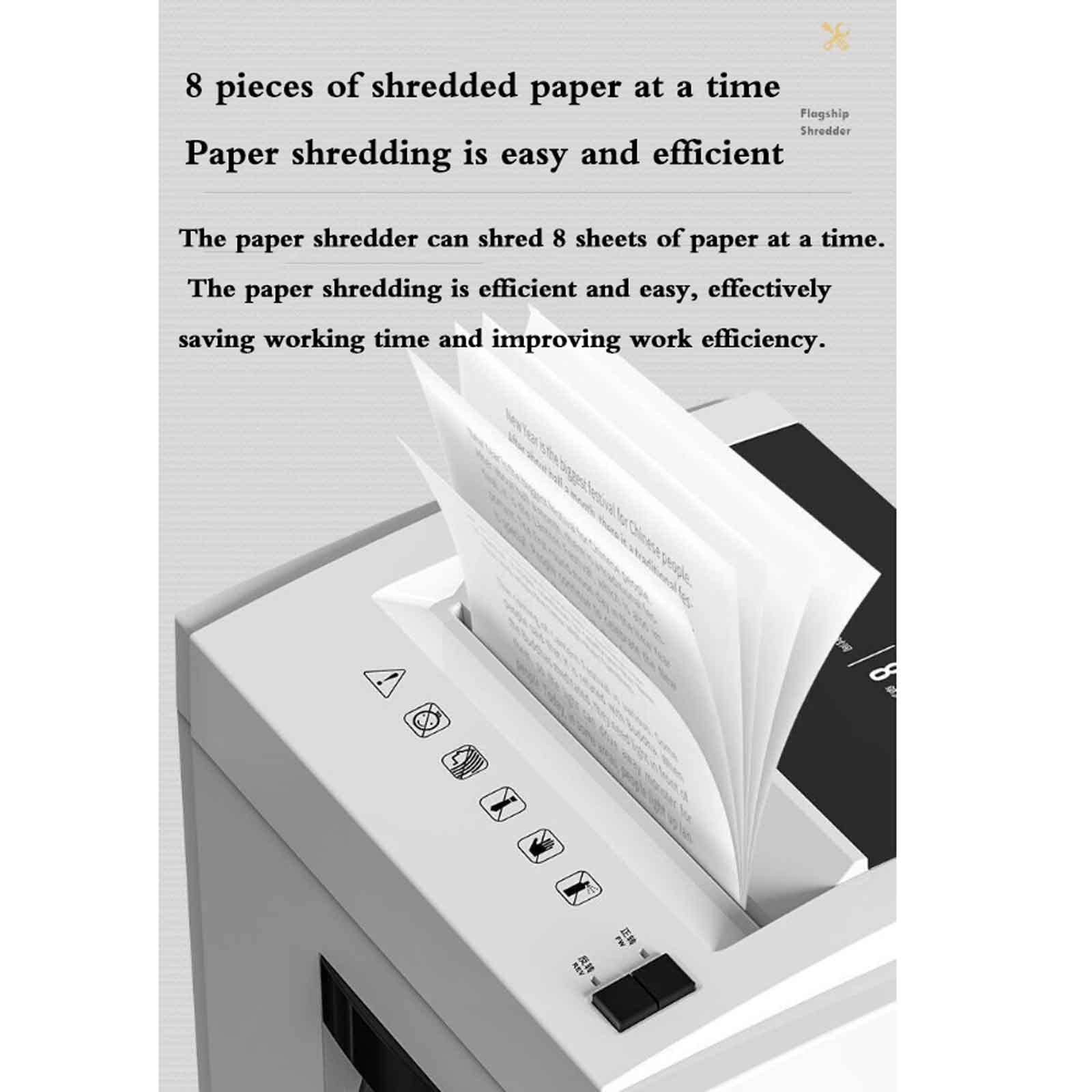 Distruggi Documenti a Taglio Incrociato da 8 Fogli Livello 2 riservatezza Tubo di Carta visibile da 23 Litri 10 Minuti di Lavoro Continuo Protezione da surriscaldamento 55x25x35 cm