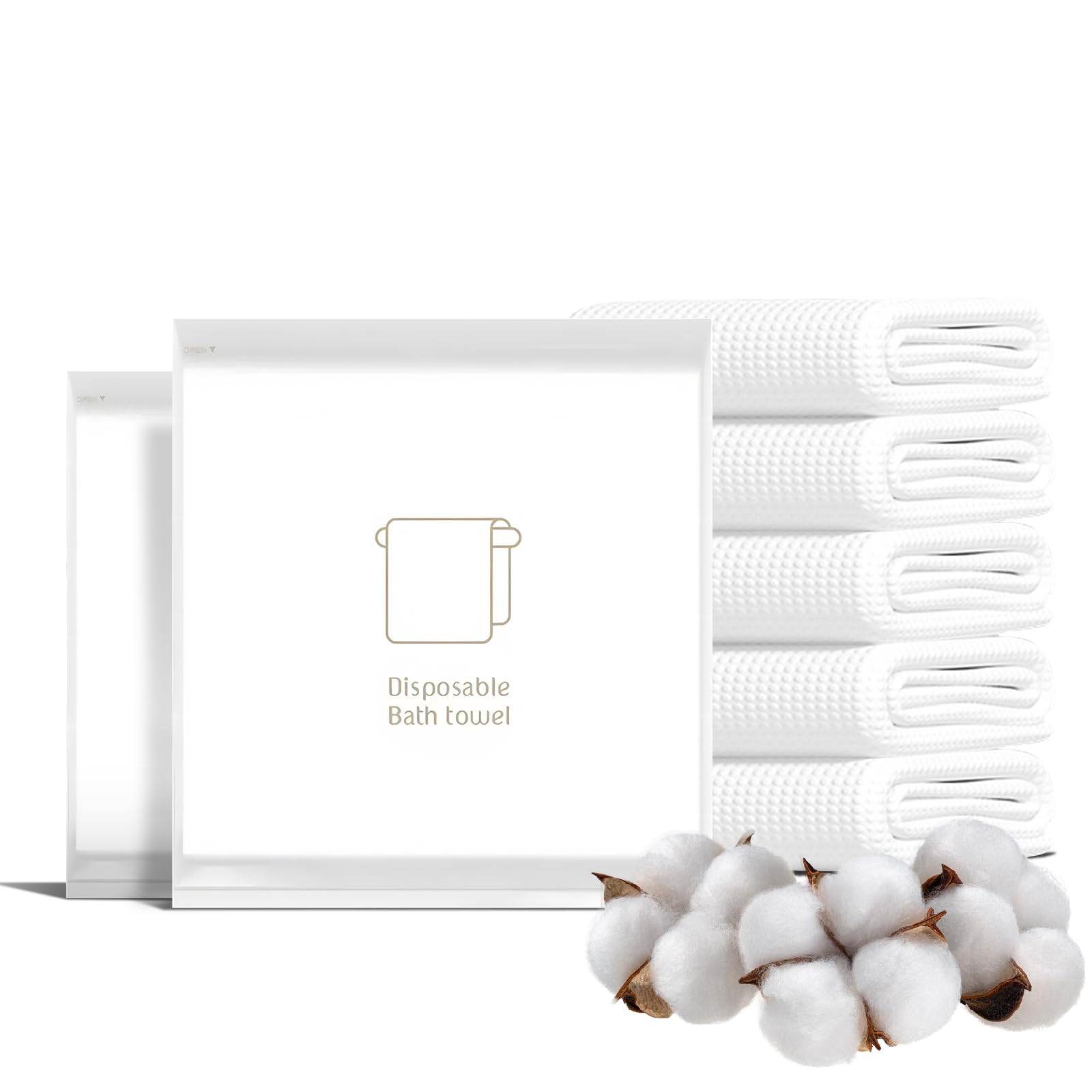 THMINS 5 Pack Disposable Bath Towels,27.56''x55.12''Shower Towels,Large Disposable Towels Body,5 Individual Packing for Travel Hotel,Softand Absorbent