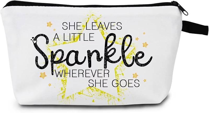 Necessaire de maquiagem MoCaliduccious com zíper e estampa "SHE LEAVES A LITTLE Sparkle WHEREVER SHE GOES", 1 unidade