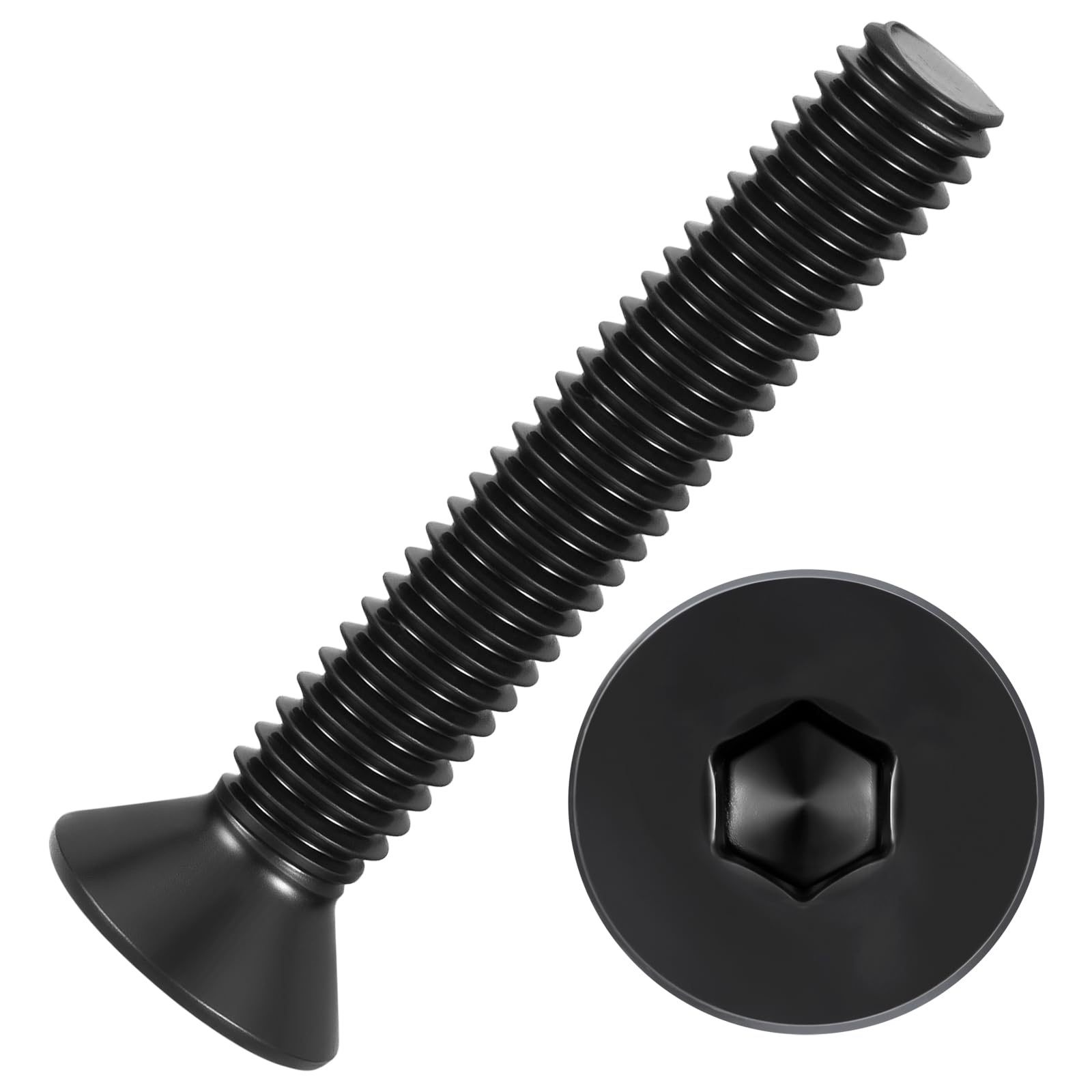 Kozelo 20Pcs Flat Head Socket Cap Screws - [5/16"-18 x 2"], Carbon Steel Countersunk Bolts, Black, for Automotive, Furniture Repair, Industrial Equipment & Temporary Fixes