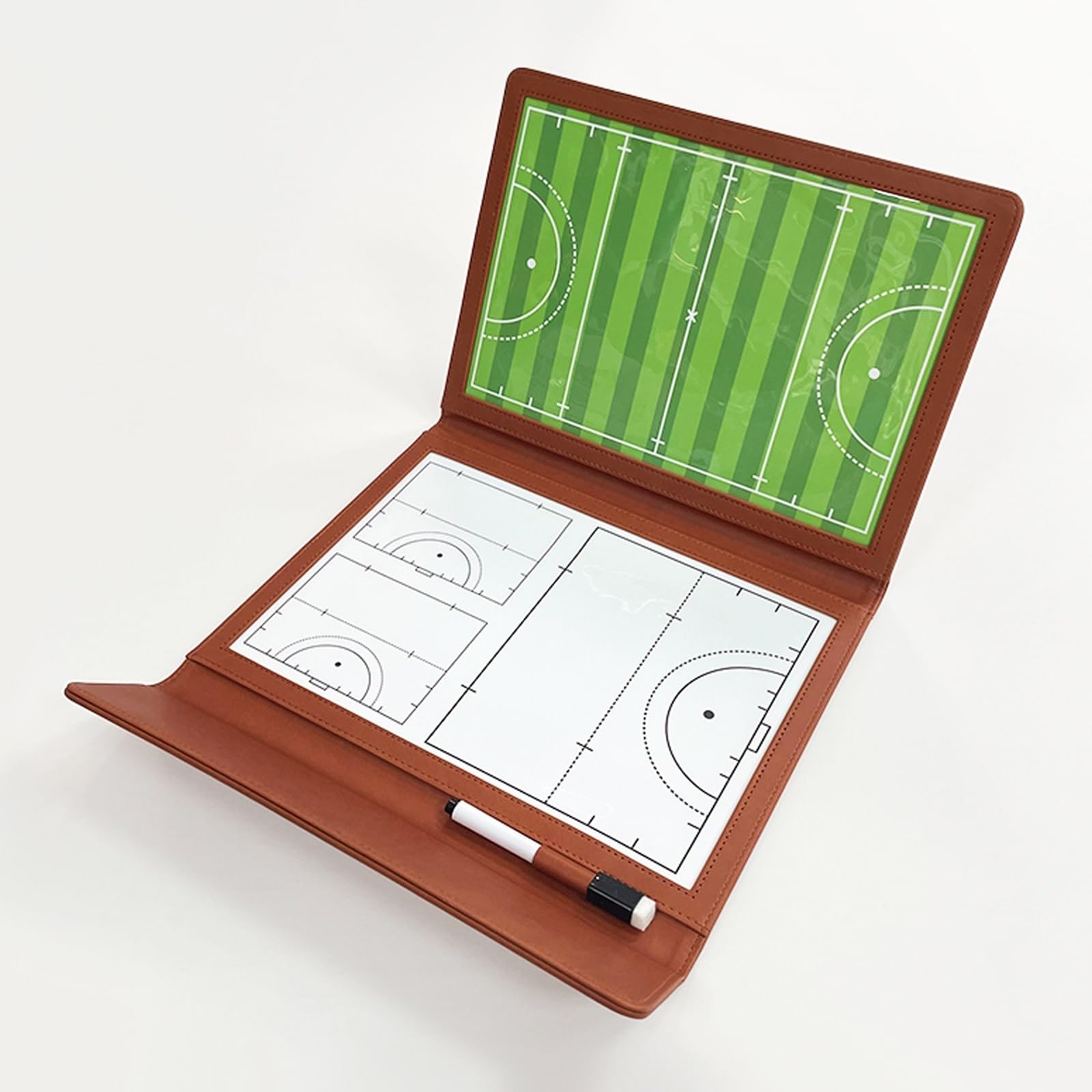Taktikmappe Hockey Coaches Board für Trainer, Doppelseitige Taktiktafel, Inklusive 2 Abwischbarer Stifte, Wendbares Design, Leicht und Tragbar, für Den Unterricht
