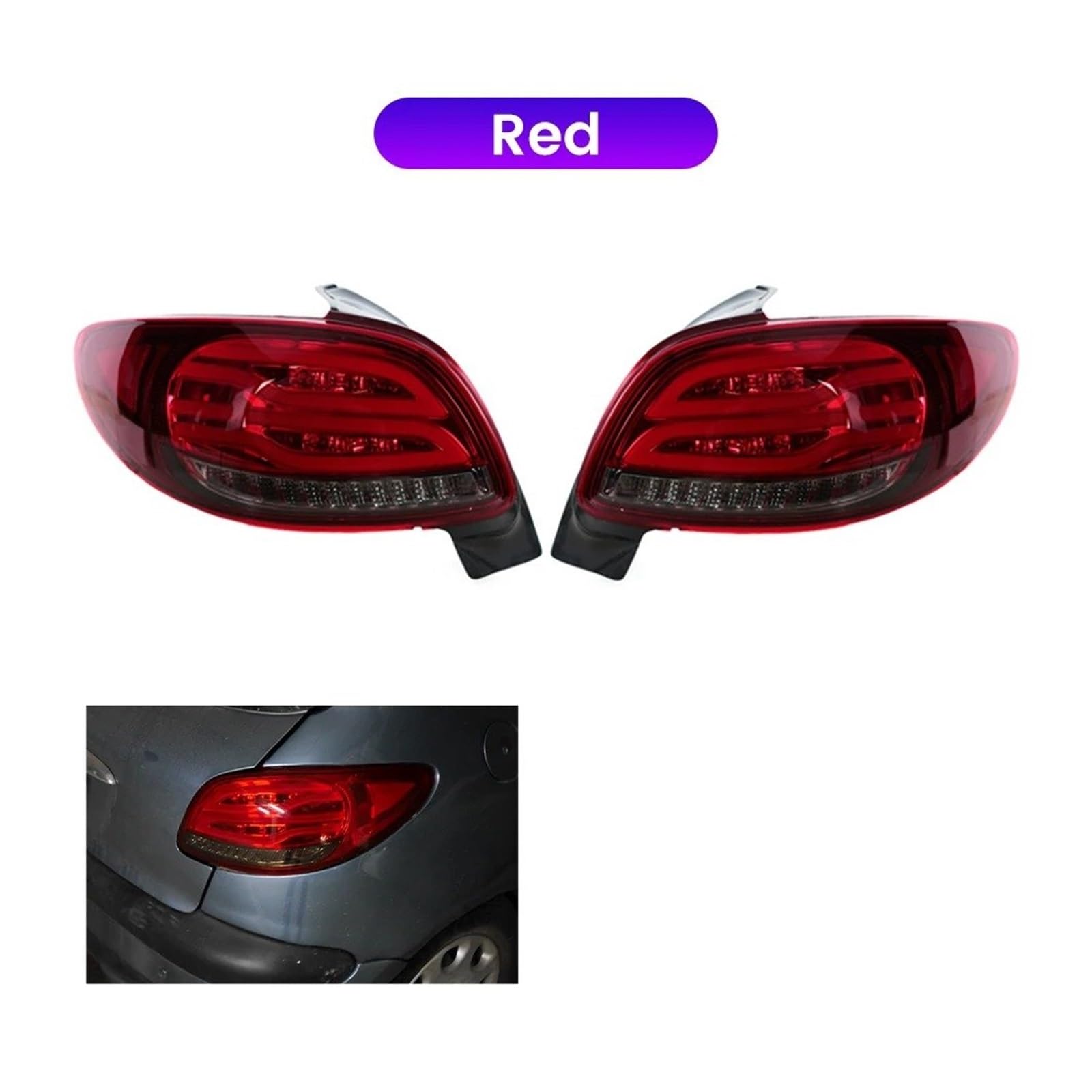 Faros Traseros Para Peugeot 206 2004-2008 2 Luces Traseras LED Lámpara DRL Freno Marcha Atrás Antiniebla Conjunto De Para Coche Plug And Play Piloto Trasero Coche(Light Black)