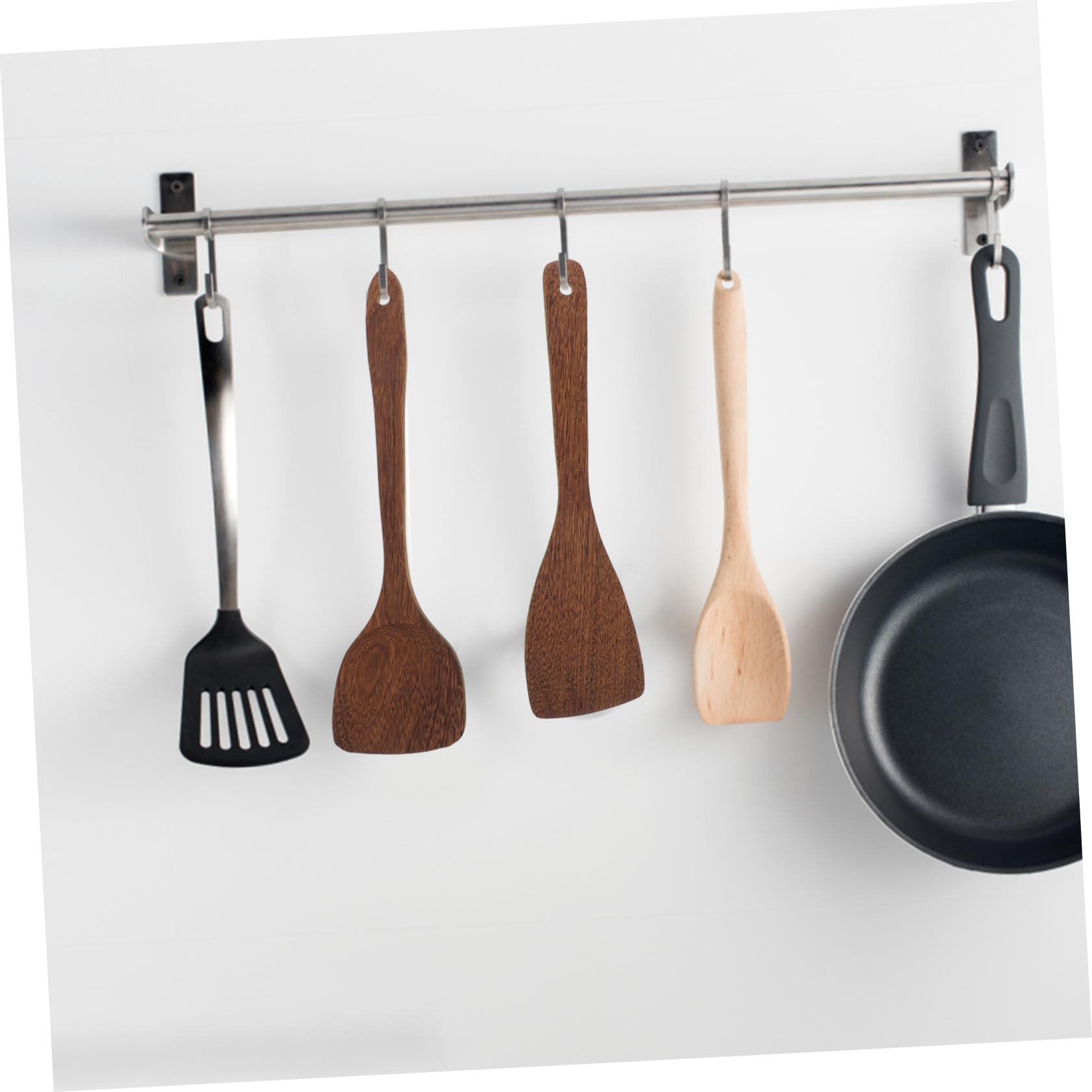 DECHOUS Set Di 5 Spatole Da Cucina in Legno Naturale Per Cucinare Utensili Da Cucchiaio Da Zuppa Con Manico