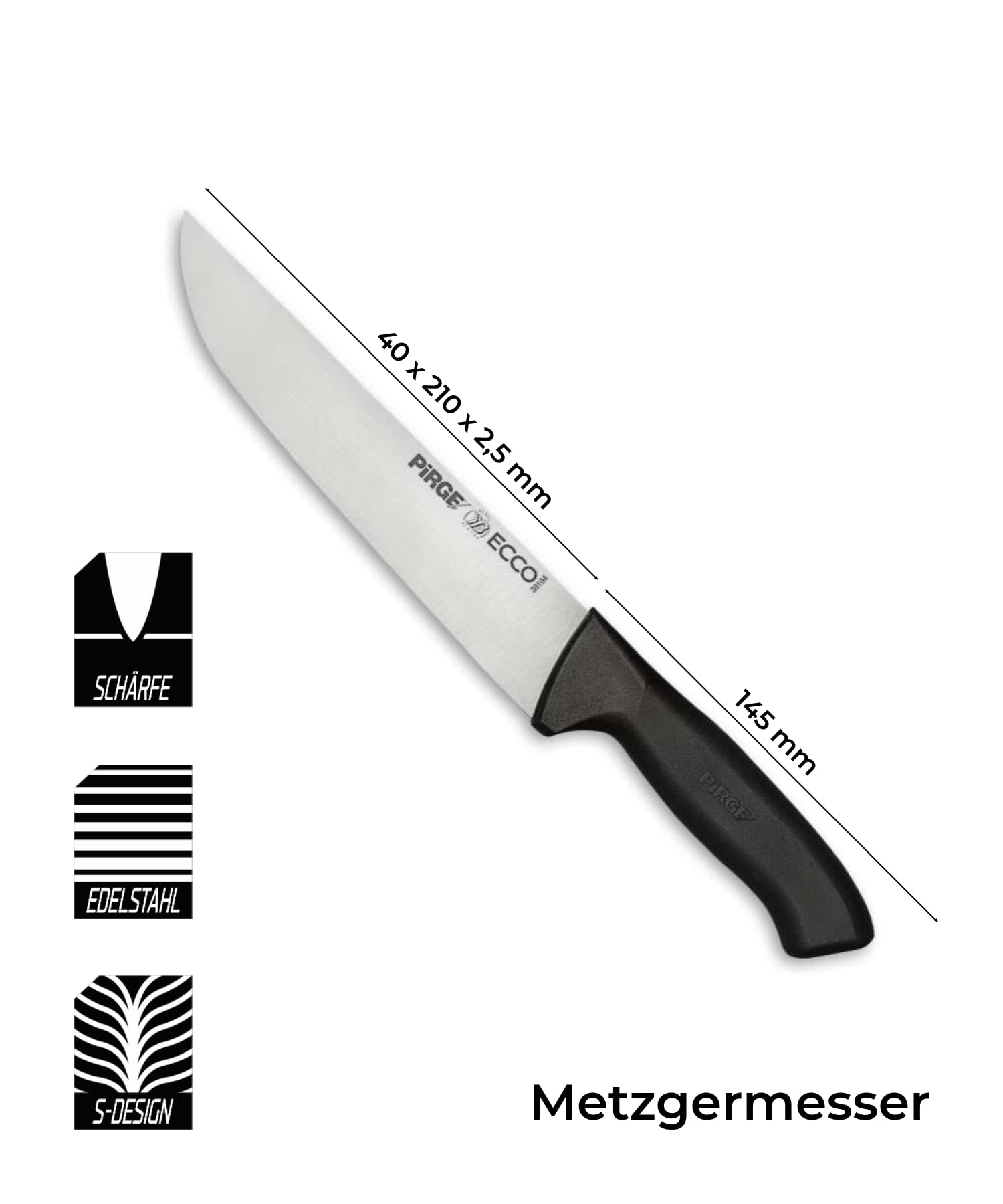 Pirge Set di coltelli da macellaio, 6 pezzi: coltelli da macellazione - coltello per disossare - acciaio per affilare - coltelli da cucina professionali in acciaio inossidabile