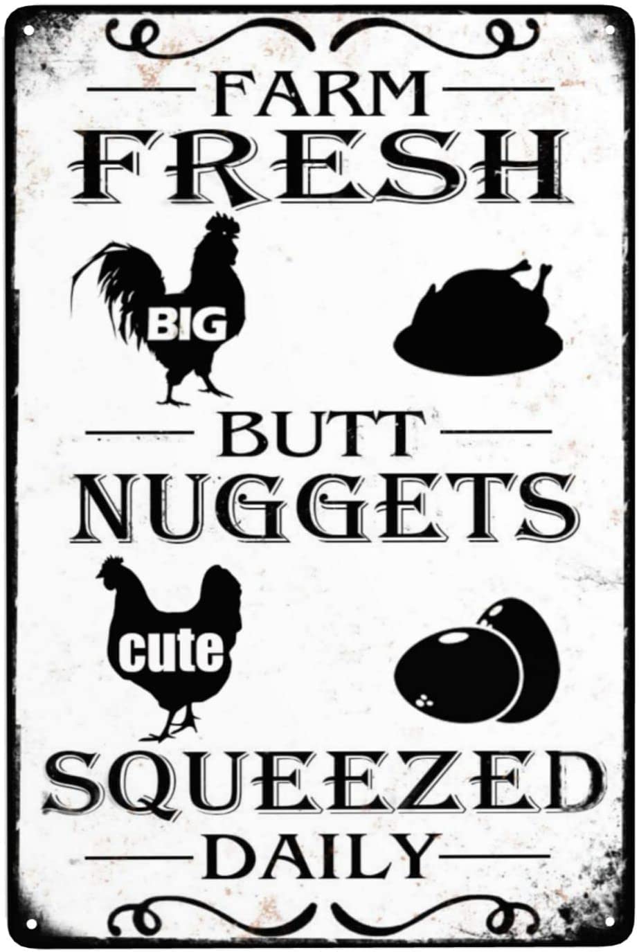 Daily Squeeze Chicken Vintage Metal Tin Sign - Farm Fresh Beef Nuggets - Chicken - Eggs Sale Market Farm Barn Bathroom Gift Poster Art Vintage Decor 5.5x8inch