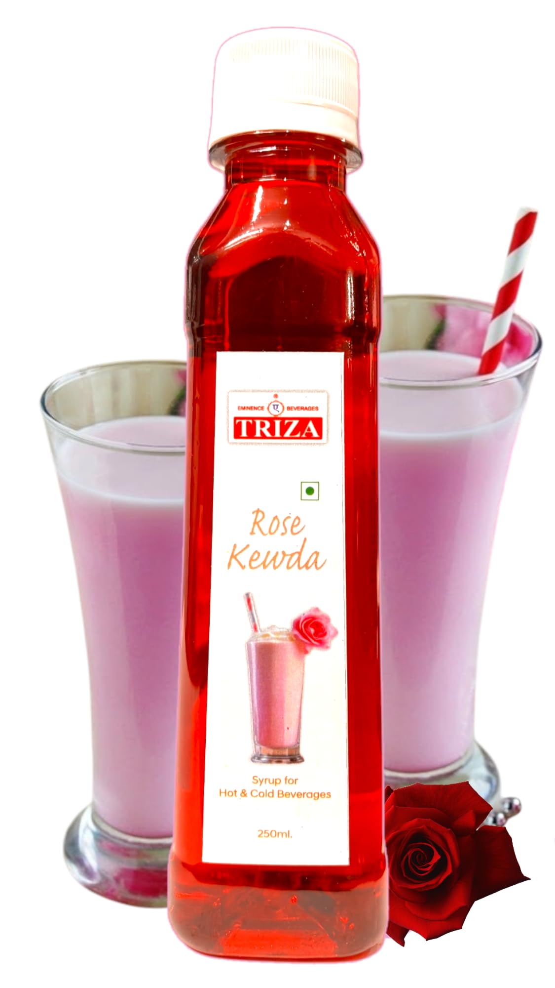 EMINENCE BEVERAGES Milkshake Syrup - Versatile Drink Mix for Hot & Cold Beverages| For Milkshake, Frappe, Beverages and More | Pack of 1 Bottle (250 ml, Rose Kewda)