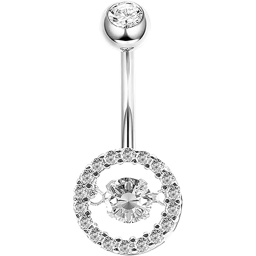 925 Sterling Silver 14G Belly Button Rings Clear CZ Navel Rings Body Piercing Jewelry