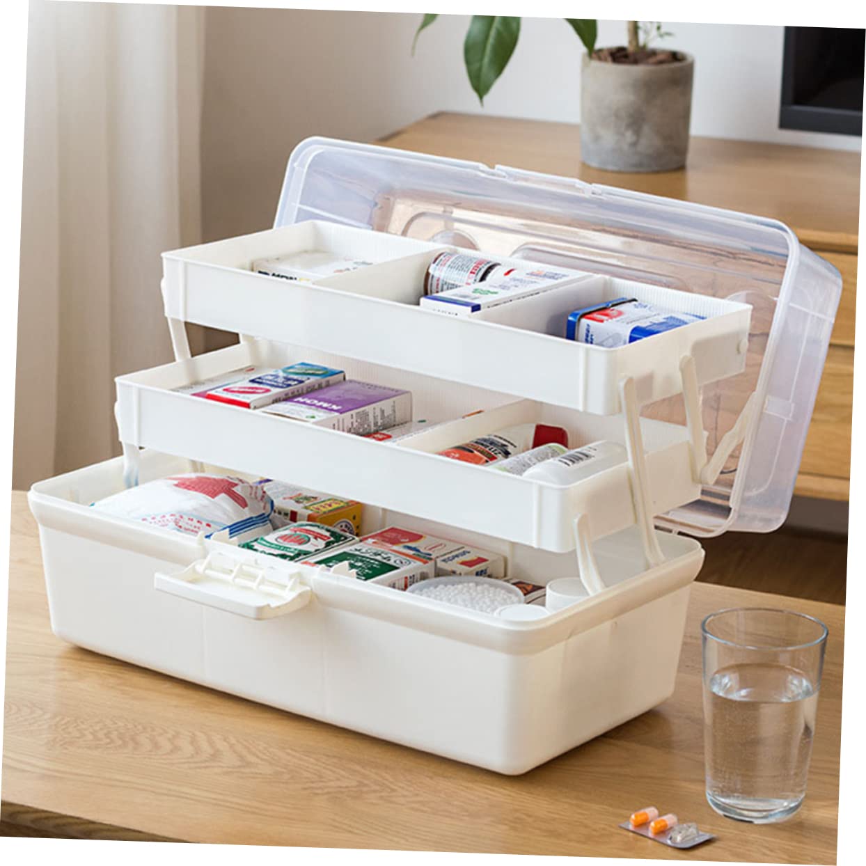 1pieza Botiquín De Primeros Auxilios Portátil Organizador De Medicinas Caja De Almacenamiento Multifuncional para Hogar Maletín Médico De Asa para Emergencias y Organización