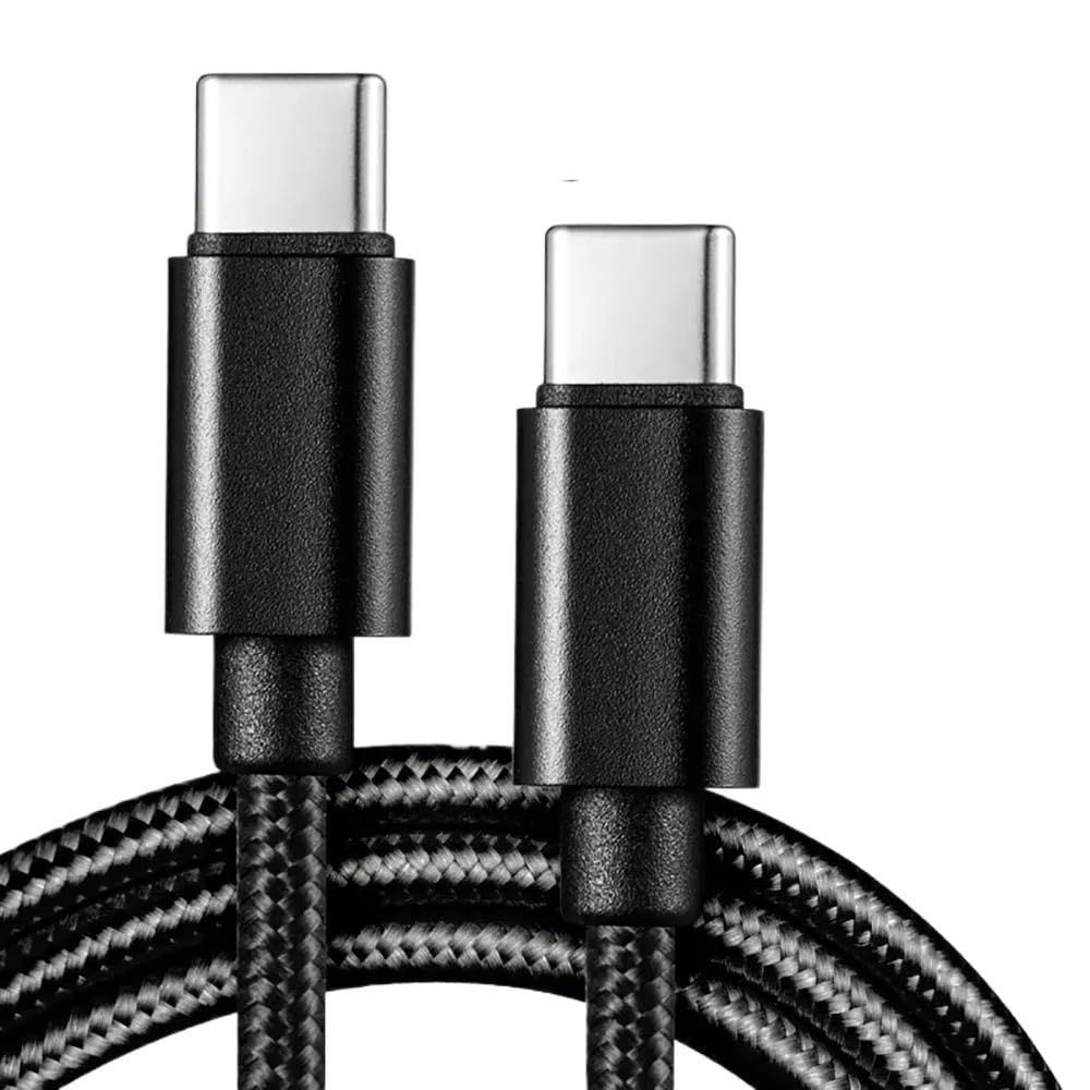 Cavo di ricarica rapida USB-C 5A in nylon intrecciato da 66 W (Tipo/C a Tipo/C PD Cha/*rger/cavo dati, 1 m, 2 m, 300 cm) (1 m, nero)