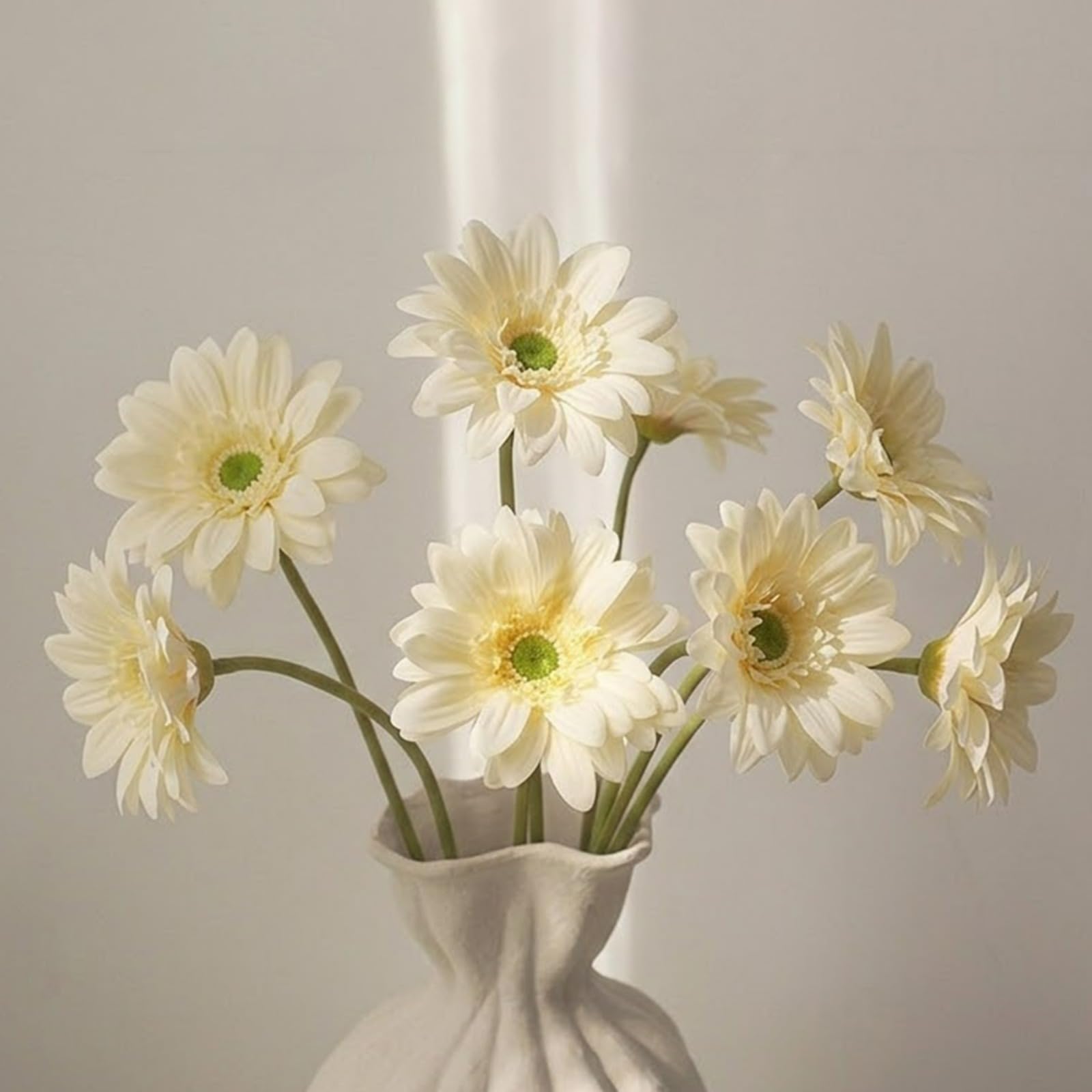JHUAJISFC 5 Pack Artificial Gerbera Daisy Flowers, Tall 24.4" Fake Daisies Real Touch Silk Flowers with Faux Stems for Vase Indoor Home Decor, Wedding Bouquets for Bride