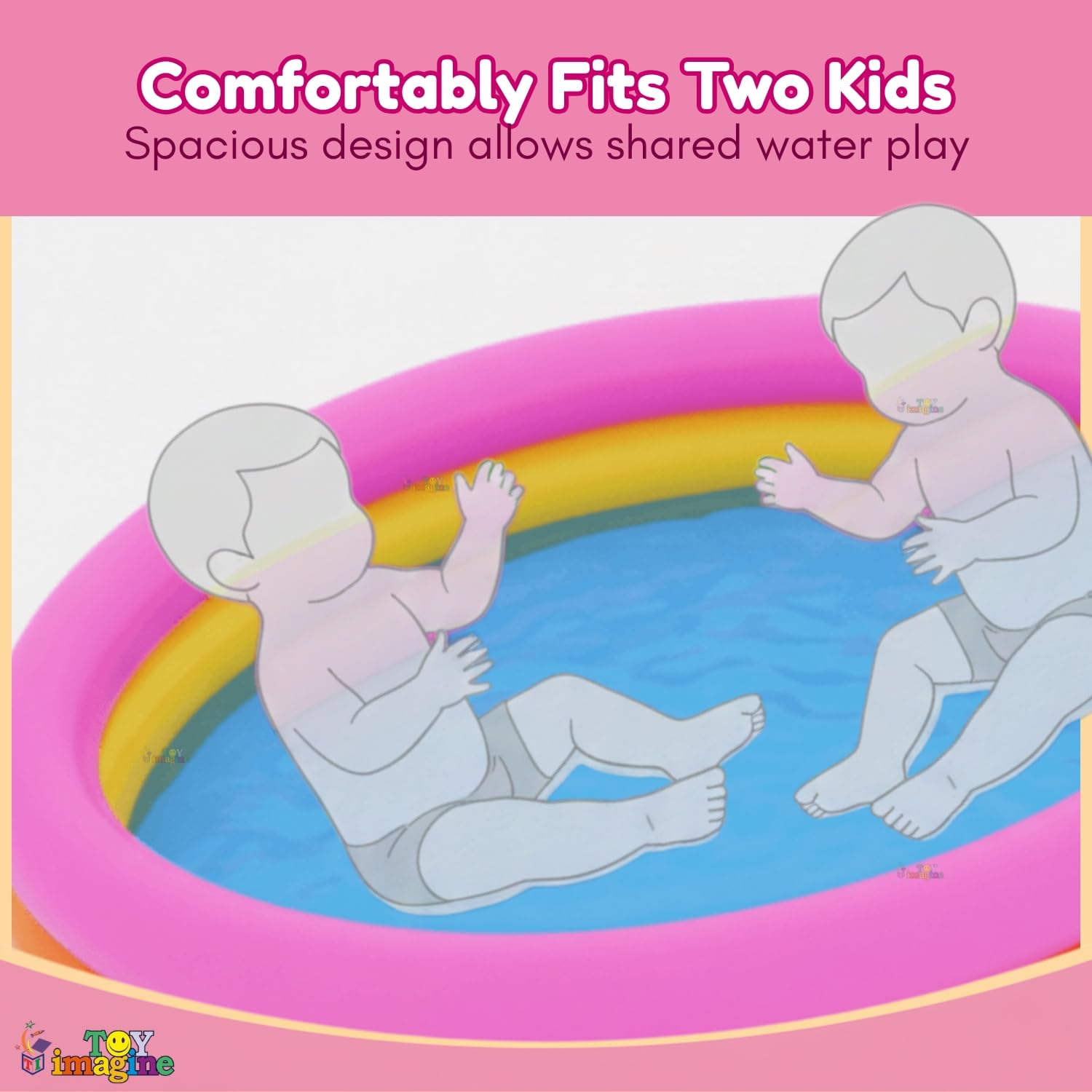 Toy Imagine 4 ft Swimming Pool for Kids | Inflatable Sunset Glow Round Colourful Ring Baby Portable Baby Bath tub | 0-5 Years | Indoor & Outdoor Swimming Pool for Kids (Multi Color) Holi 2