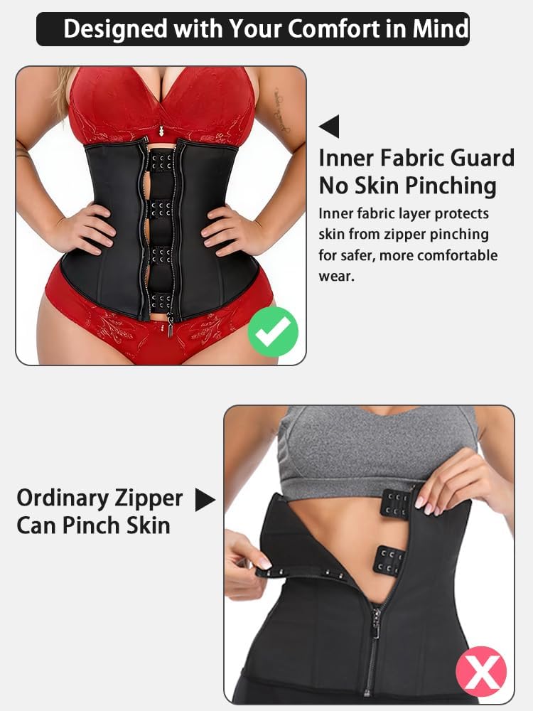 ALINBAIST Latex Waist Trainer for Women, High Compression Tummy Control Zipper Underbust Corset, Hourglass Body Shaper - Image 3
