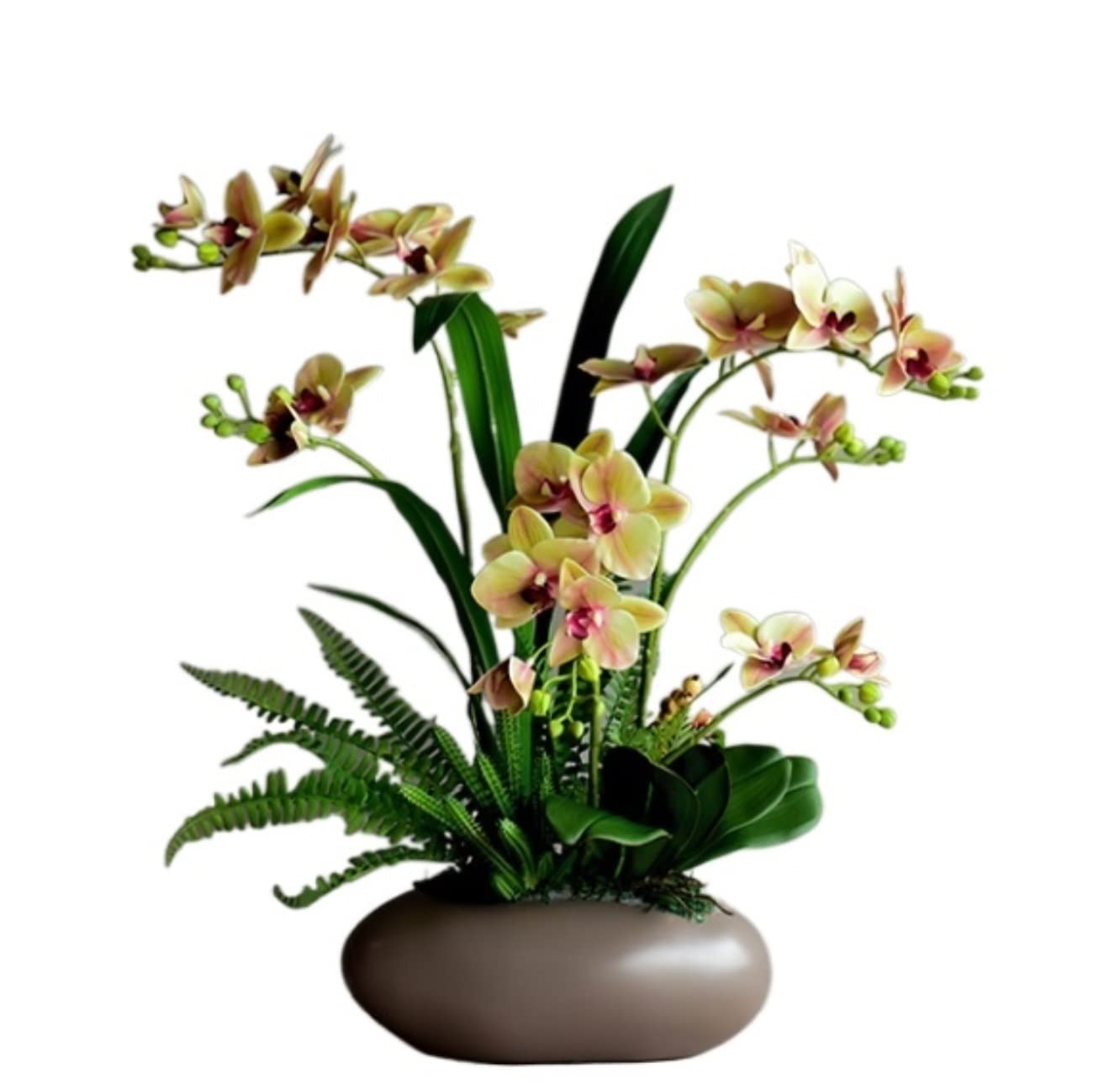 Phalaenopsis artificiel en soie jaune 60 cm fleur artificielle