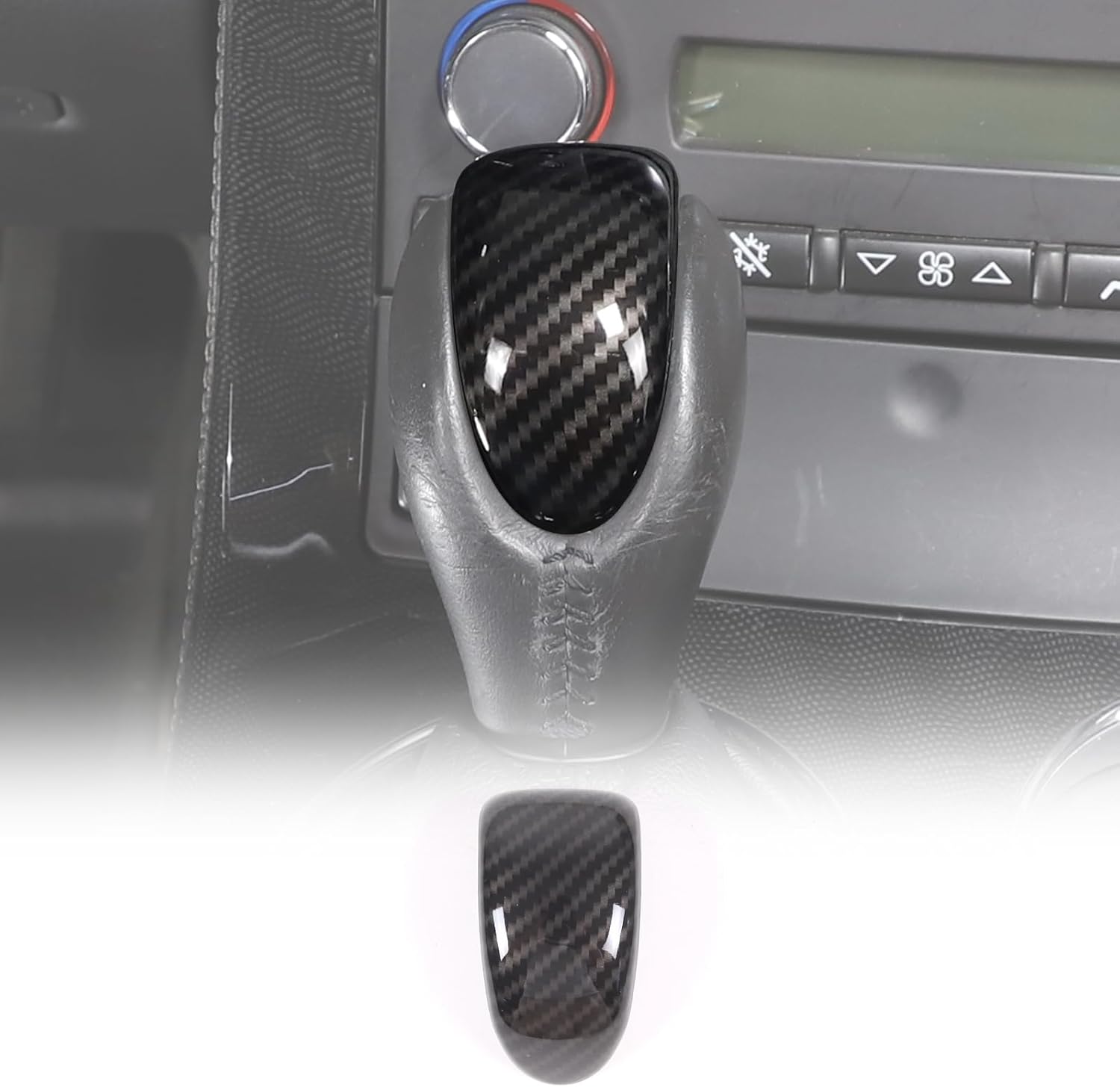 LLKUANG Compatible with Corvette C6 2005-2013 Gear Shift Knob Cover Trim,Real Carbon Fiber Gear Shift Head Cover Trims Interior Accessories,1Pcs/Set