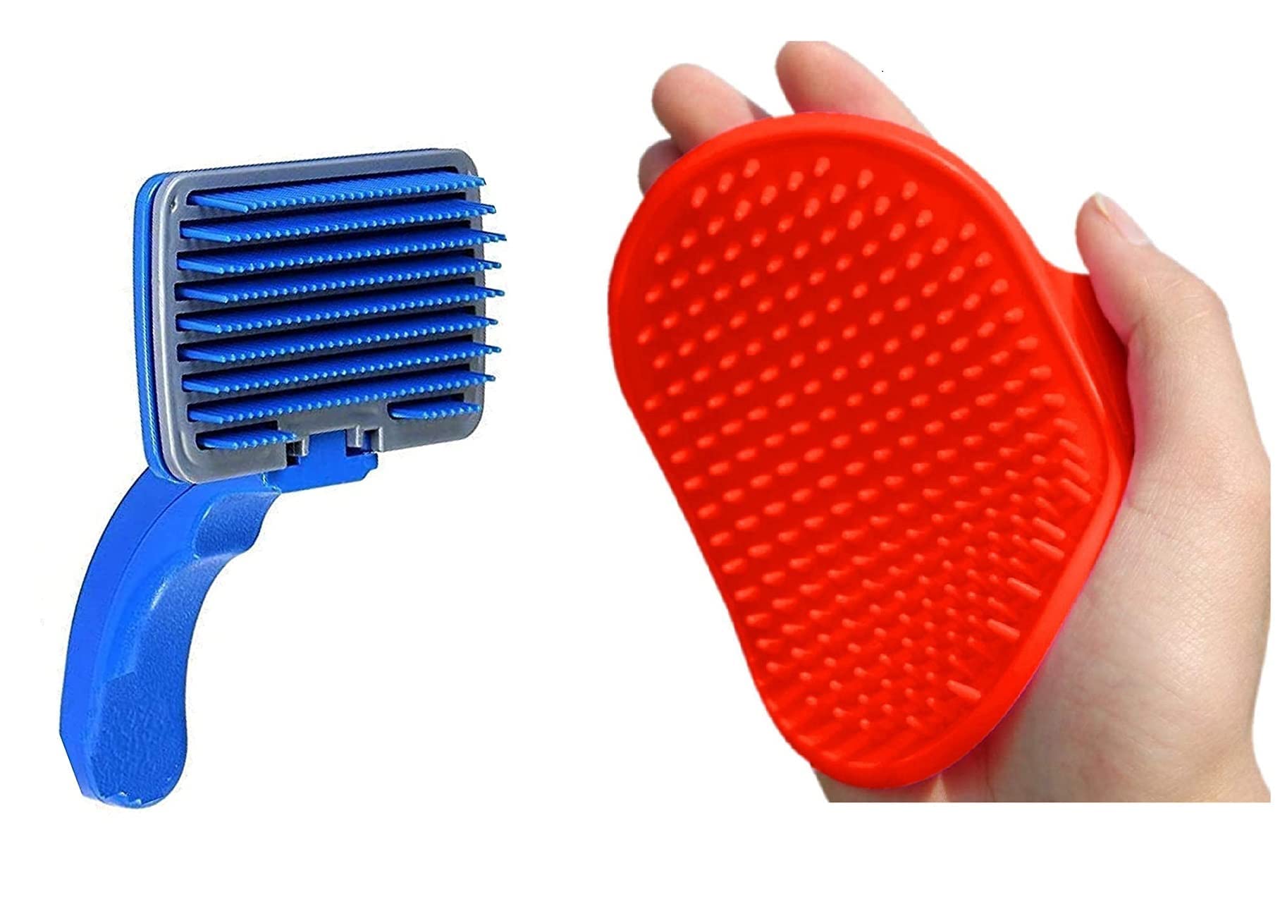 PSK PET MART Dogs/Cats Grooming and Deshedding Combo Pack Plastic Slicker Brush and Hair Massager Groomer Hand Glove (B09MTR2DQK) Amazon Price History, Amazon Price Tracker