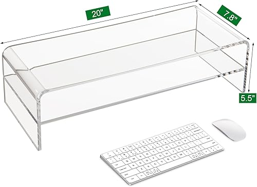 Miniatura 2 de Soporte de monitor de acrílico grande de 20 pulgadas, soporte para portátil grande de 2 niveles, elevador de monitor de computadora de acrílico para