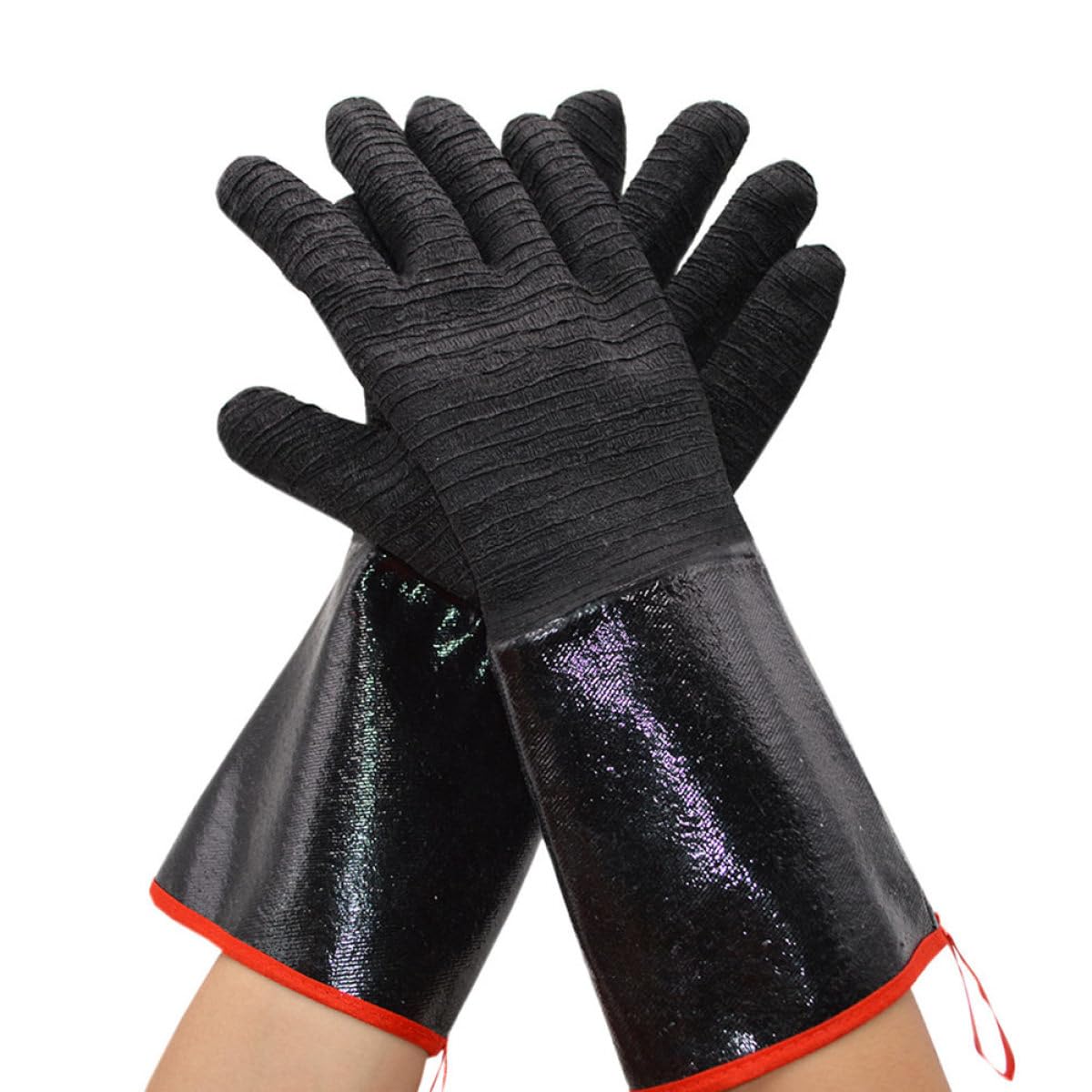 Guante de Horno Resistente al Calor, Neopreno Negro, 1 Par | Impermeables, Protegen la Muñeca Frente a Salpicaduras, Aptos para Horno y Cocina