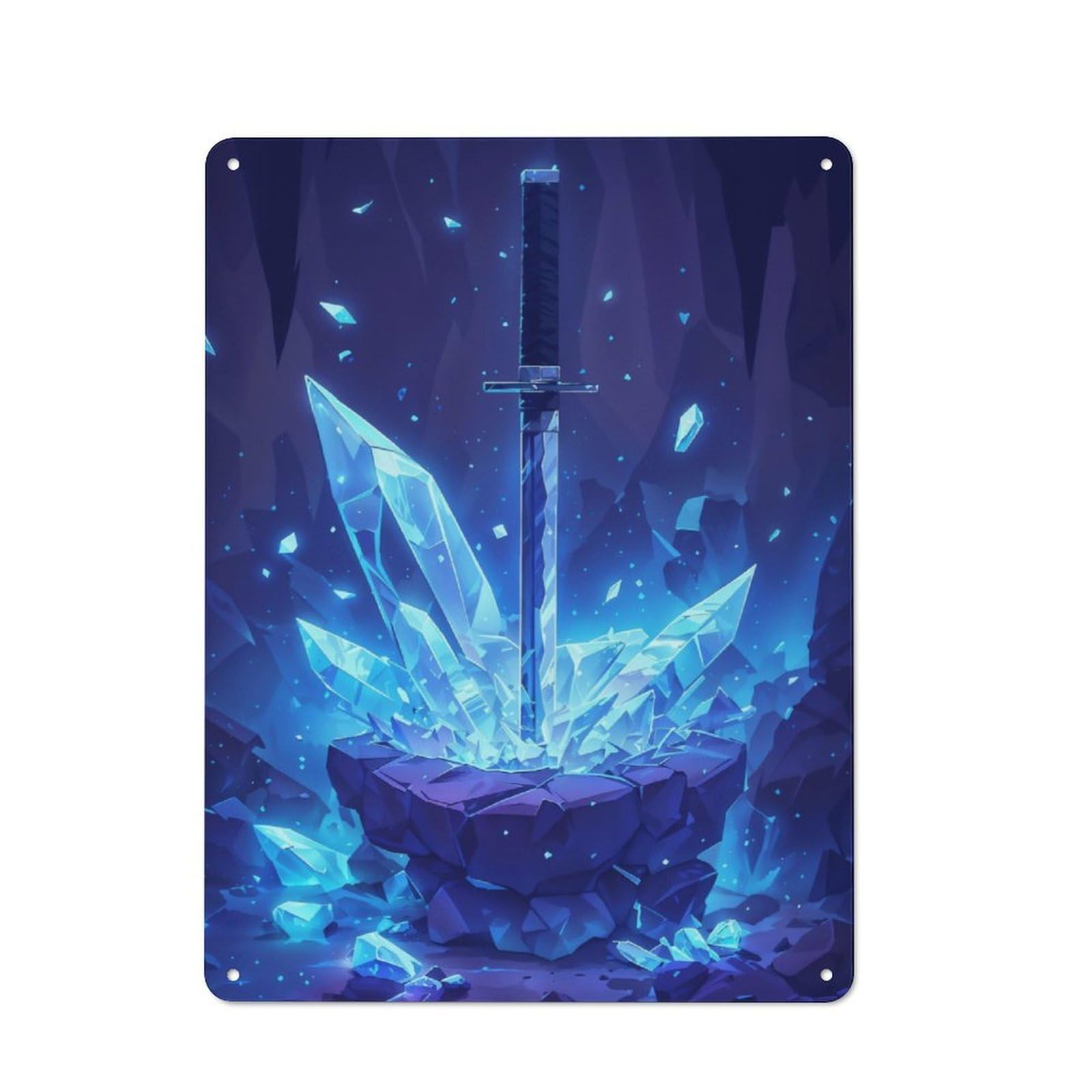 Junmoney The Crystalize Sword Metal Wall Sign 40X30cm, Rustic Decor For Hallway Wall, For Metal Sign Collectors, For Garage And Workshop Walls