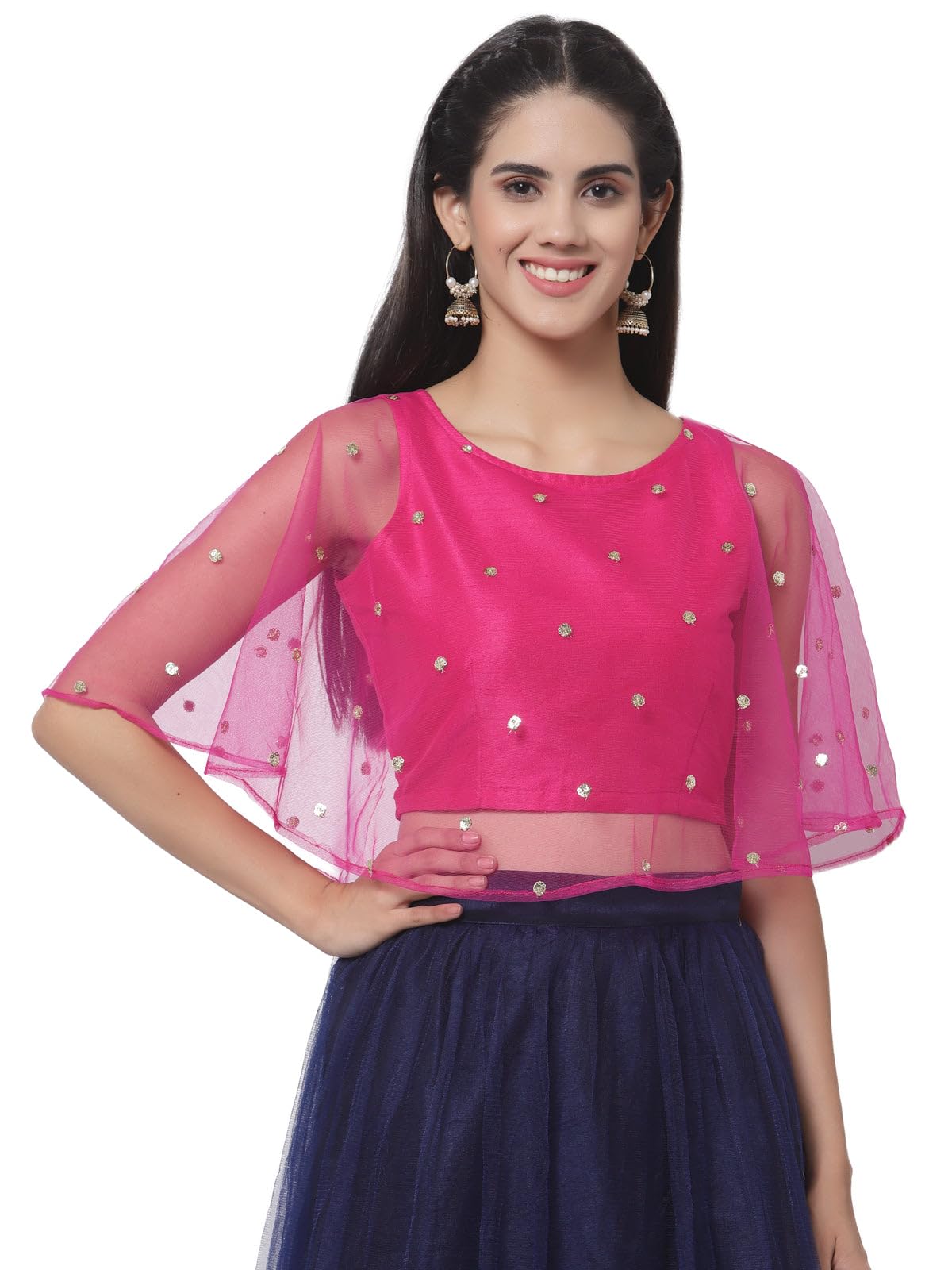 women's net sequins embroidered cape top for wedding party festive