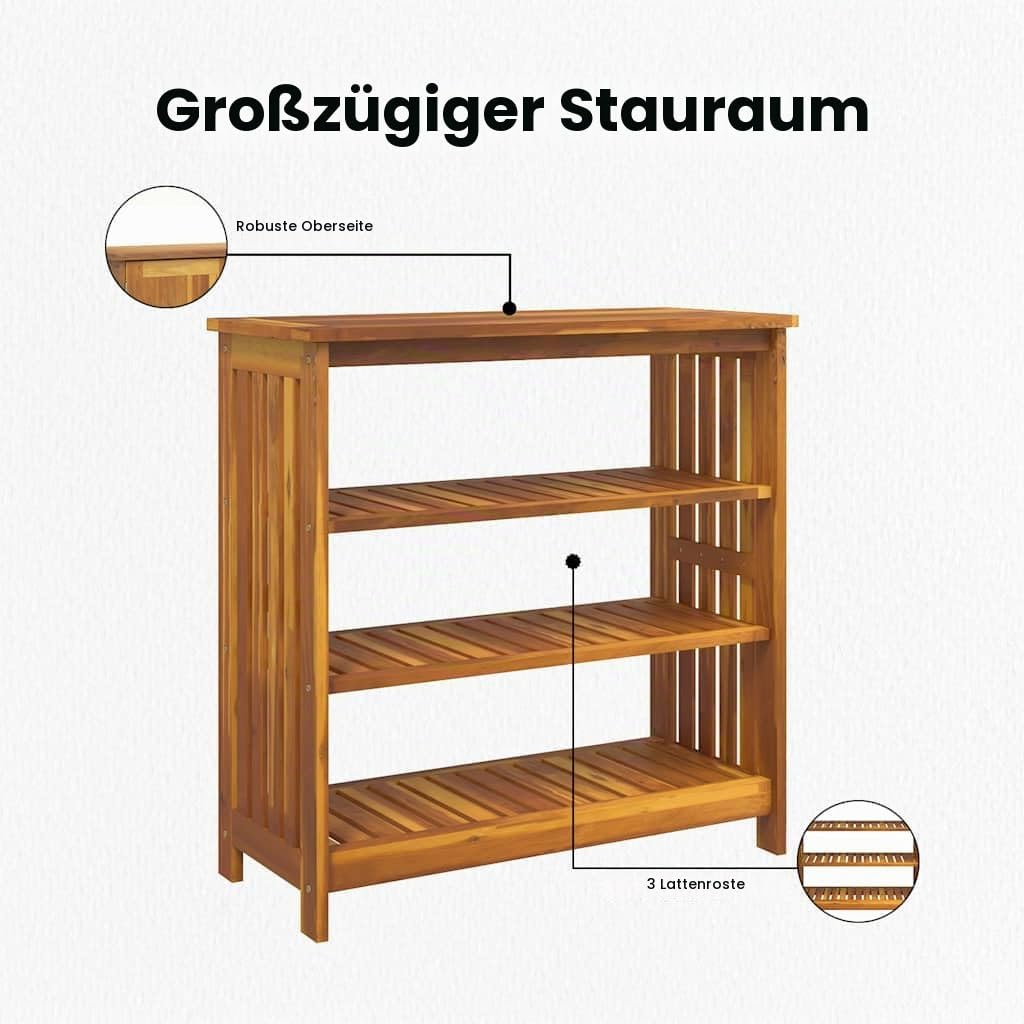 vidaXL Garten-Schrank mit Regal Natur 90 x 40 x 90cm Massivholz Akazie, Garten und Terrasse, rechteckiger Holzschrank aus Akazienholz, moderner Stauraum, wetterfeste Möbel