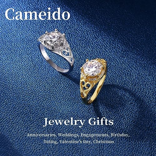 2CT Moissanite Engagement Ring, 14K White Gold Vermeil, Round Cut Moissanite, Promise Ring4